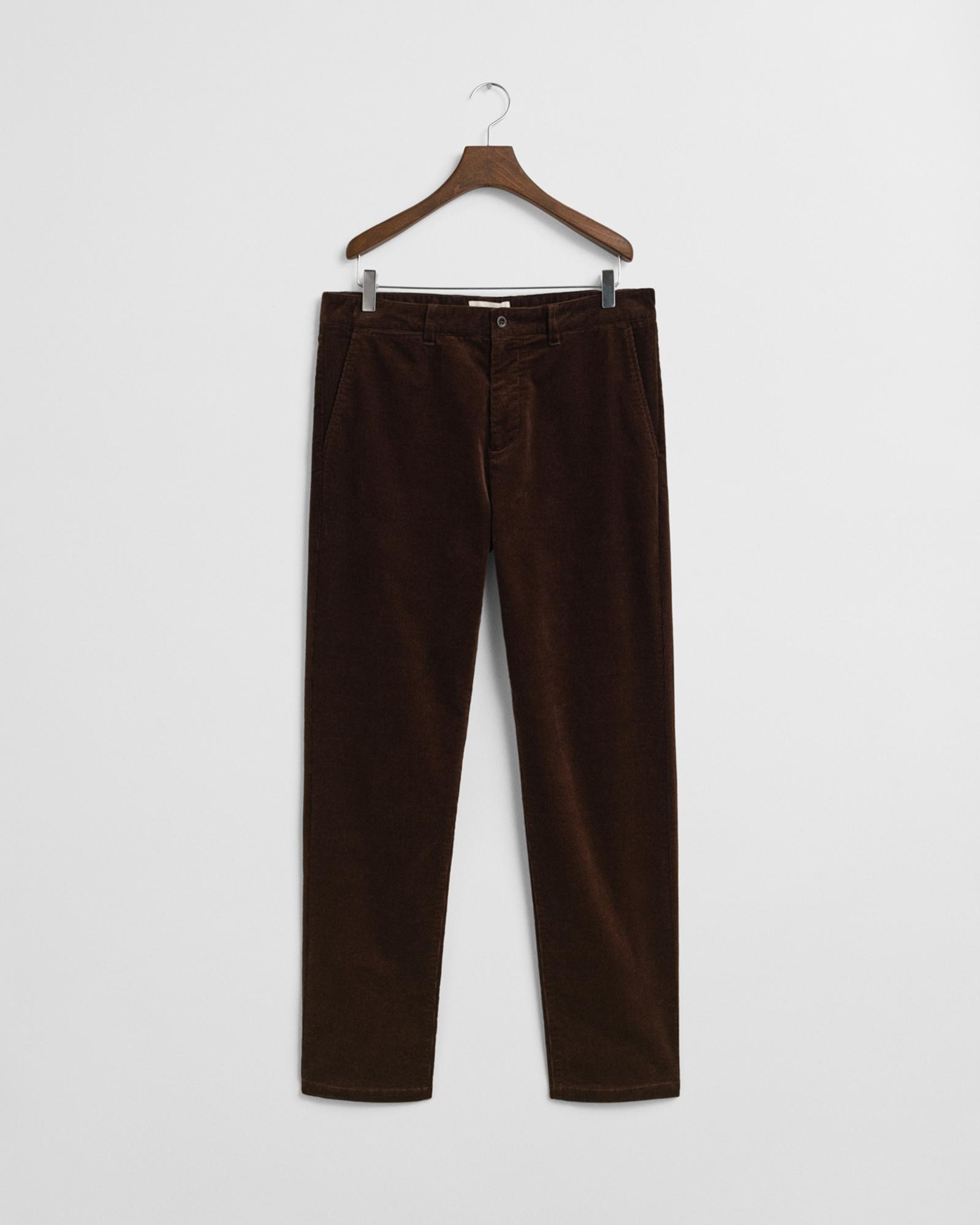 GANT Erkek Kahverengi Regular Fit Cord Chino Pantolon