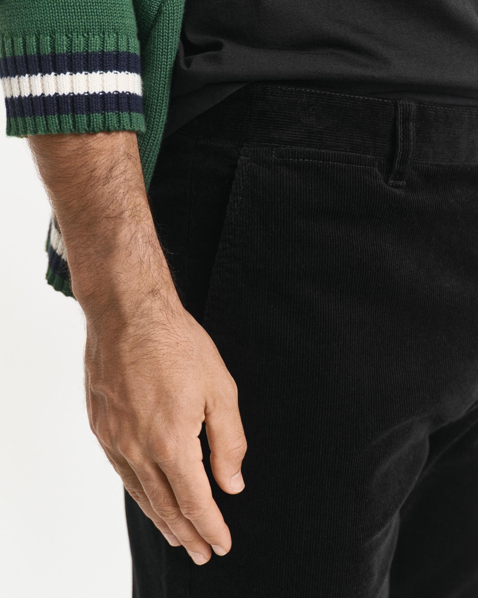 GANT Erkek Siyah Regular Fit Cord Chino Pantolon