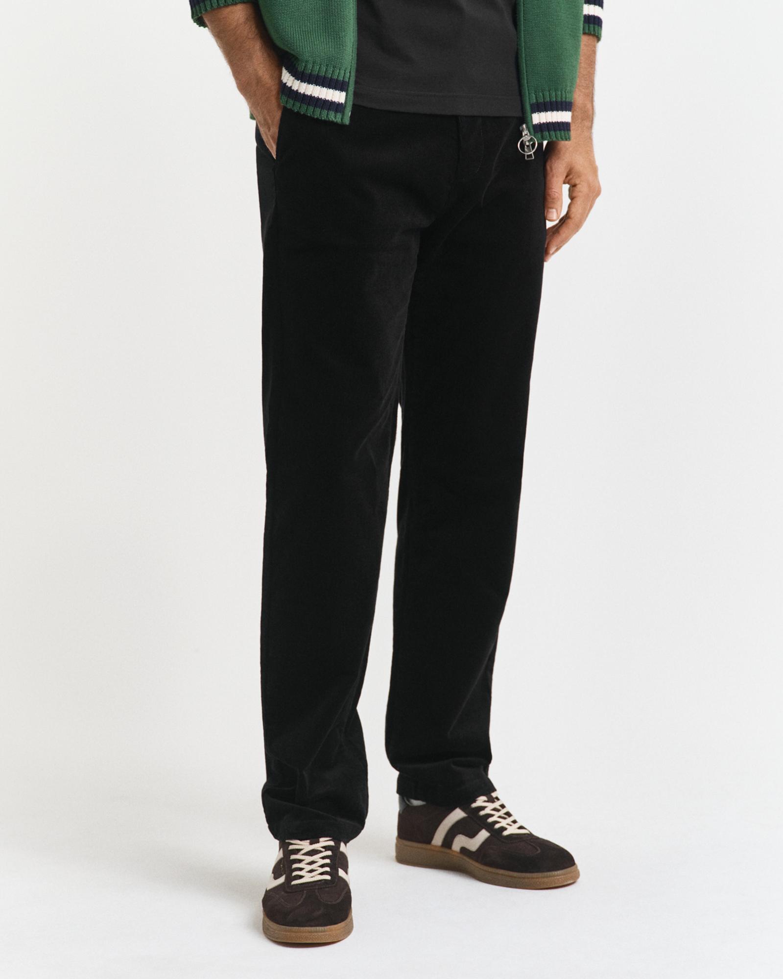 GANT Erkek Siyah Regular Fit Cord Chino Pantolon