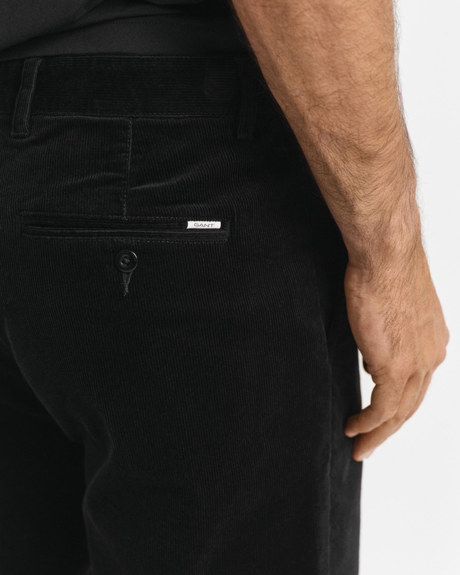 GANT Erkek Siyah Regular Fit Cord Chino Pantolon