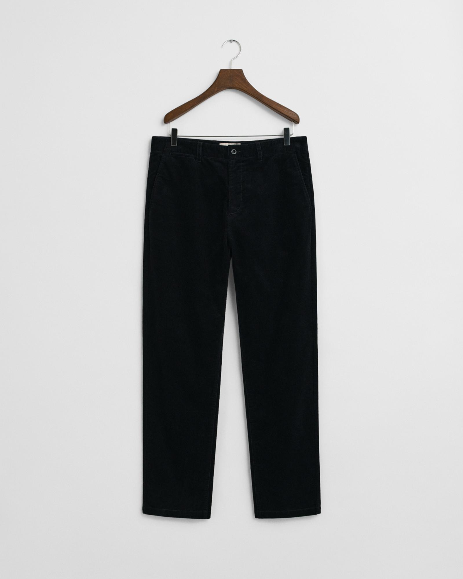 GANT Erkek Siyah Regular Fit Cord Chino Pantolon