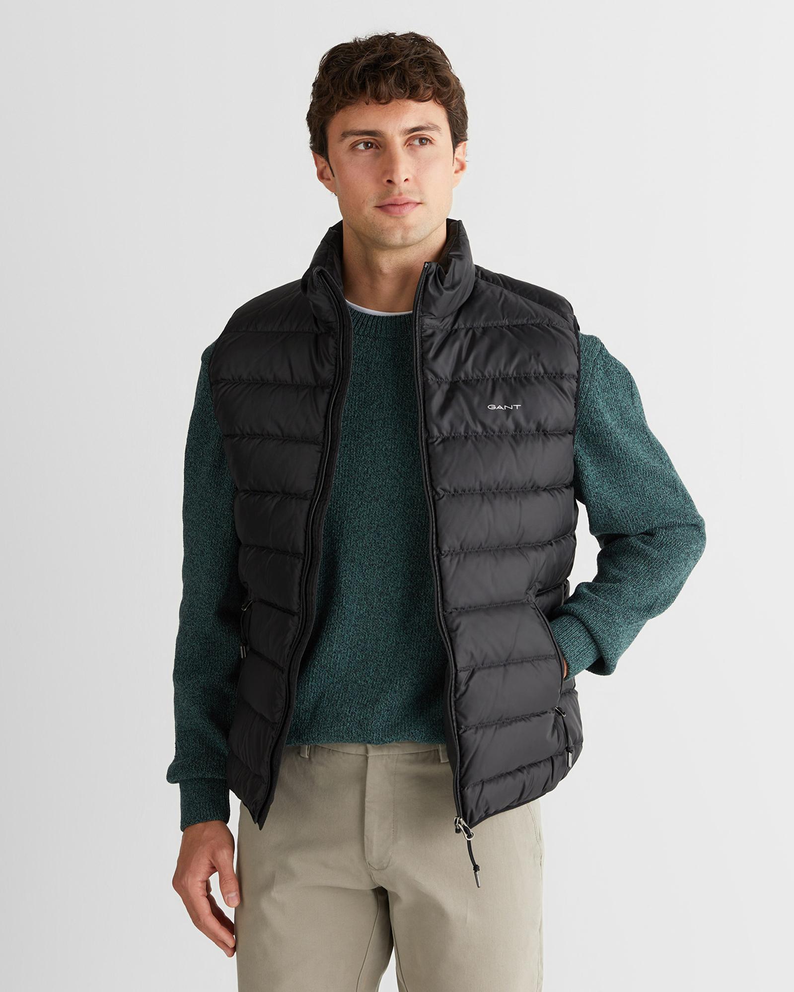 GANT Erkek Siyah Regular Fit Dik Yaka Kaz Tüyü Yelek