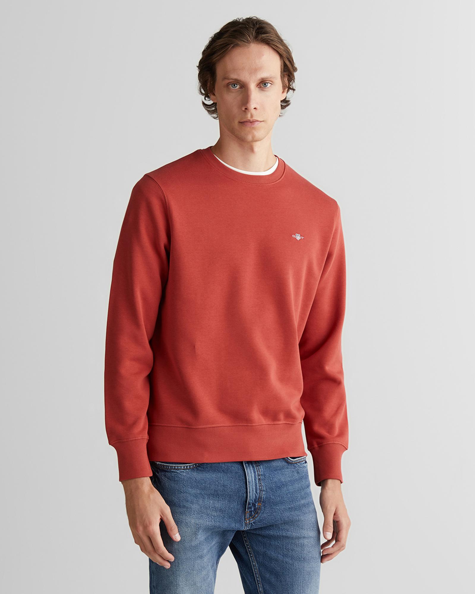 GANT Erkek Kırmızı Regular Fit Bisiklet Yaka Sweatshirt