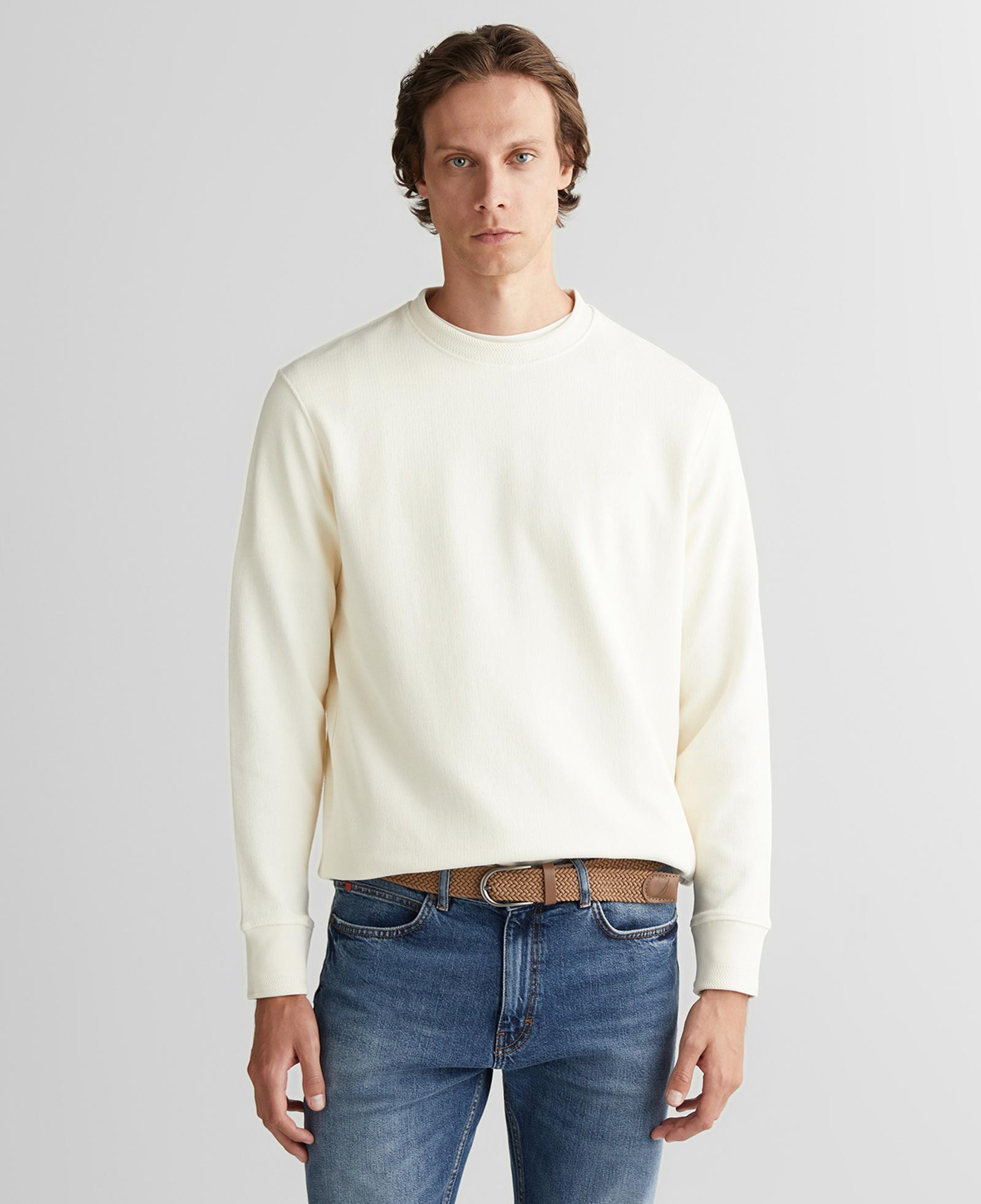 GANT Erkek Krem Bisiklet Yaka Sweatshirt