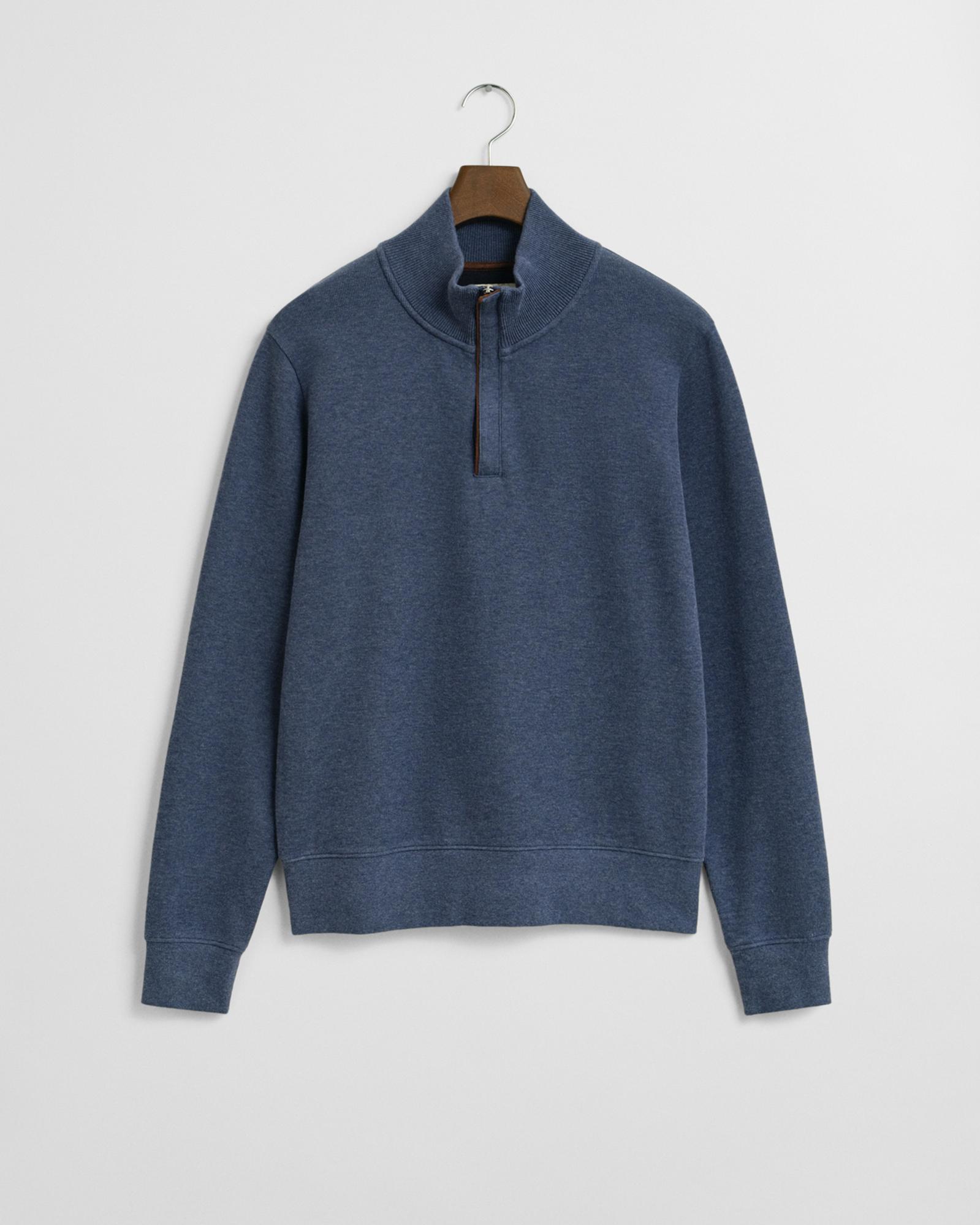 GANT Erkek Mavi Regular Fit Yarım Fermuarlı Sweatshirt