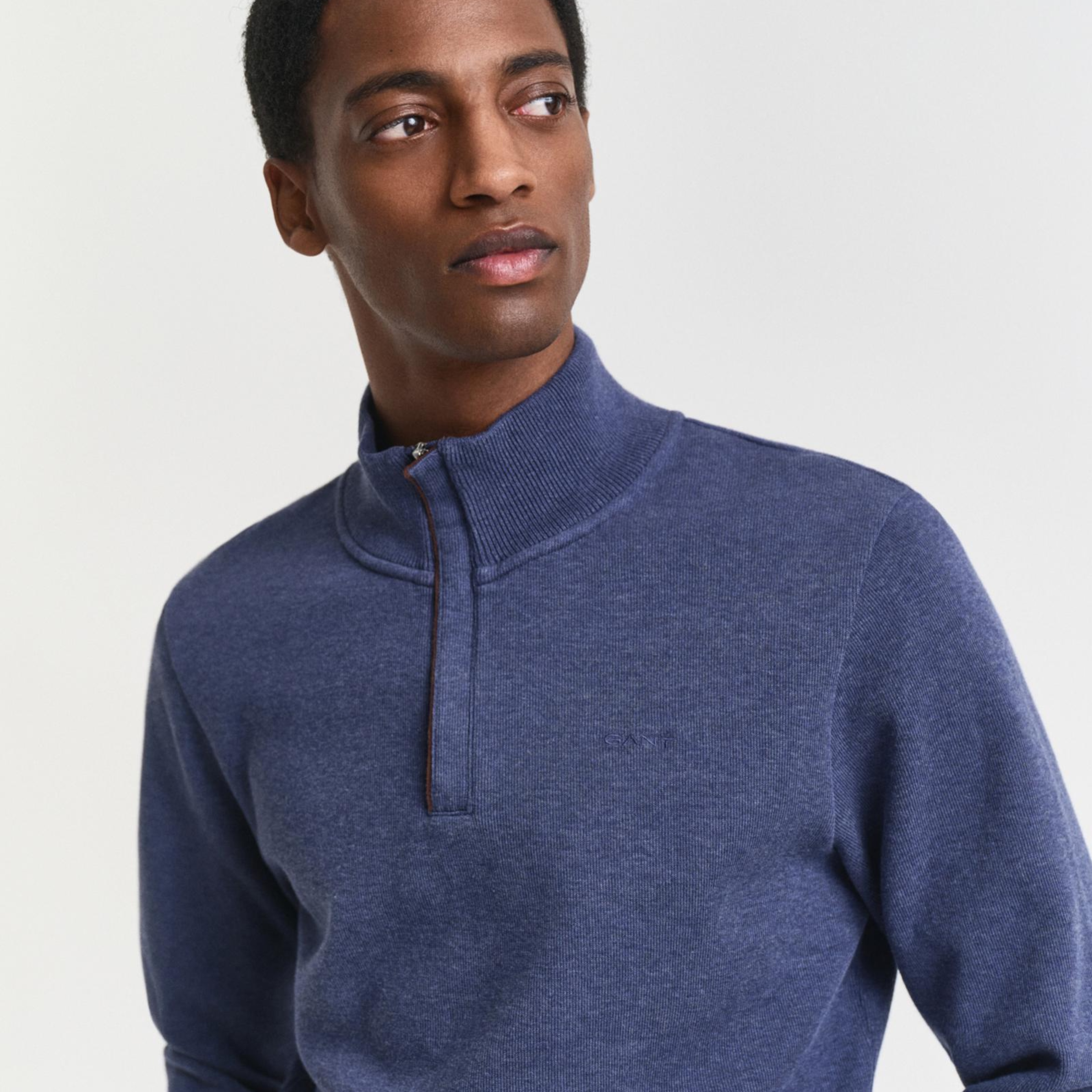 GANT Erkek Mavi Regular Fit Yarım Fermuarlı Sweatshirt