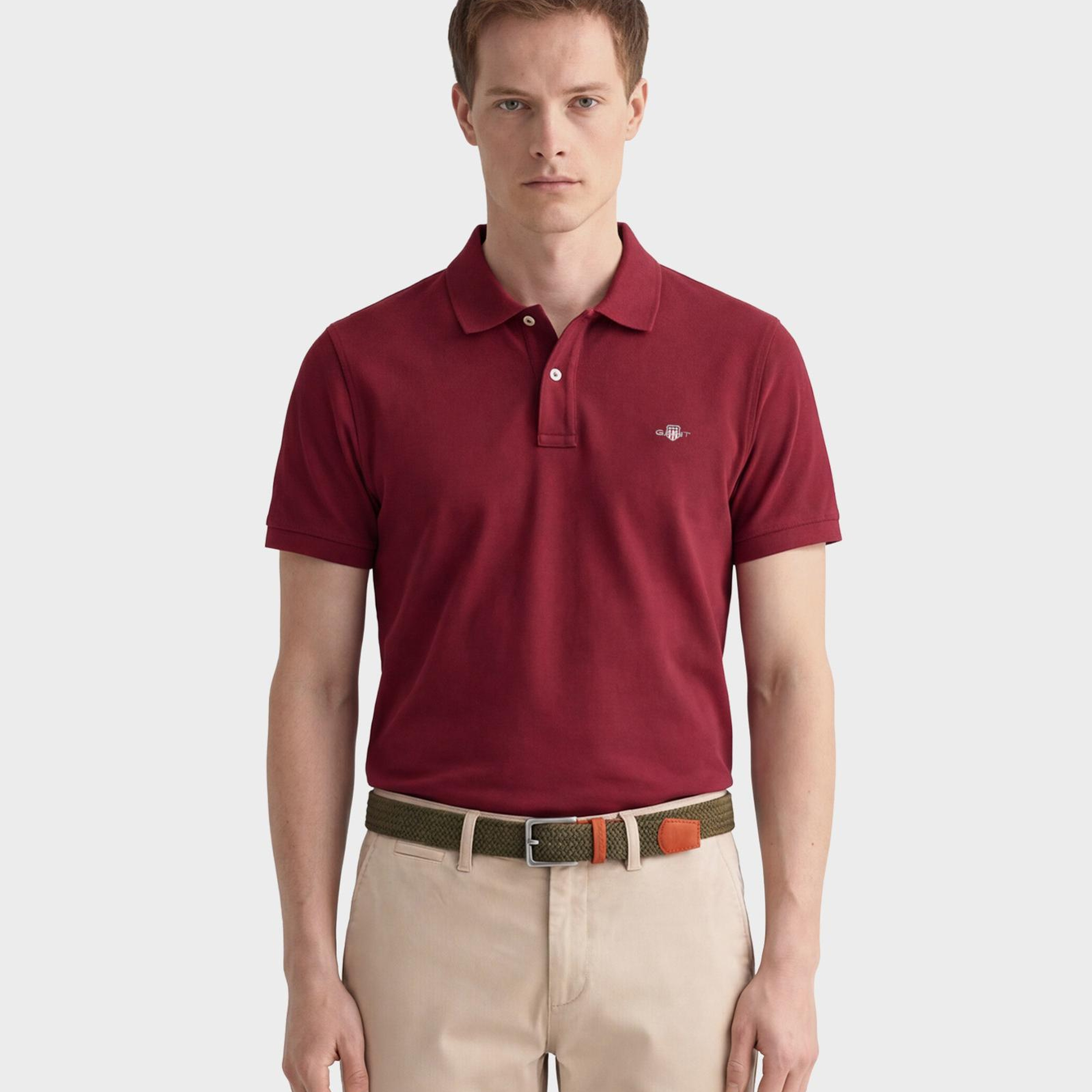 GANT Erkek Bordo Regular Fit Polo