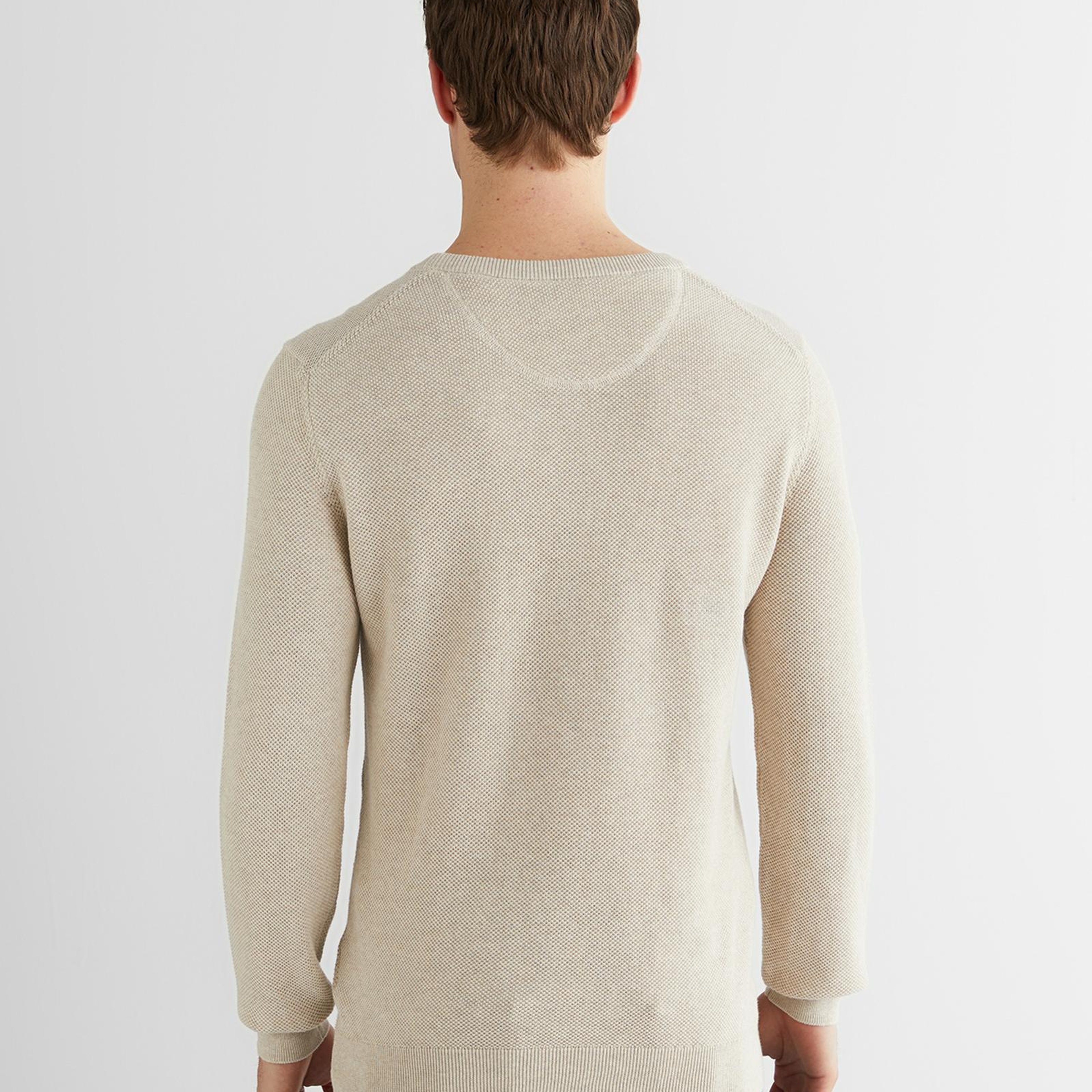 GANT Erkek Bej Regular Fit Bisiklet Yaka Triko