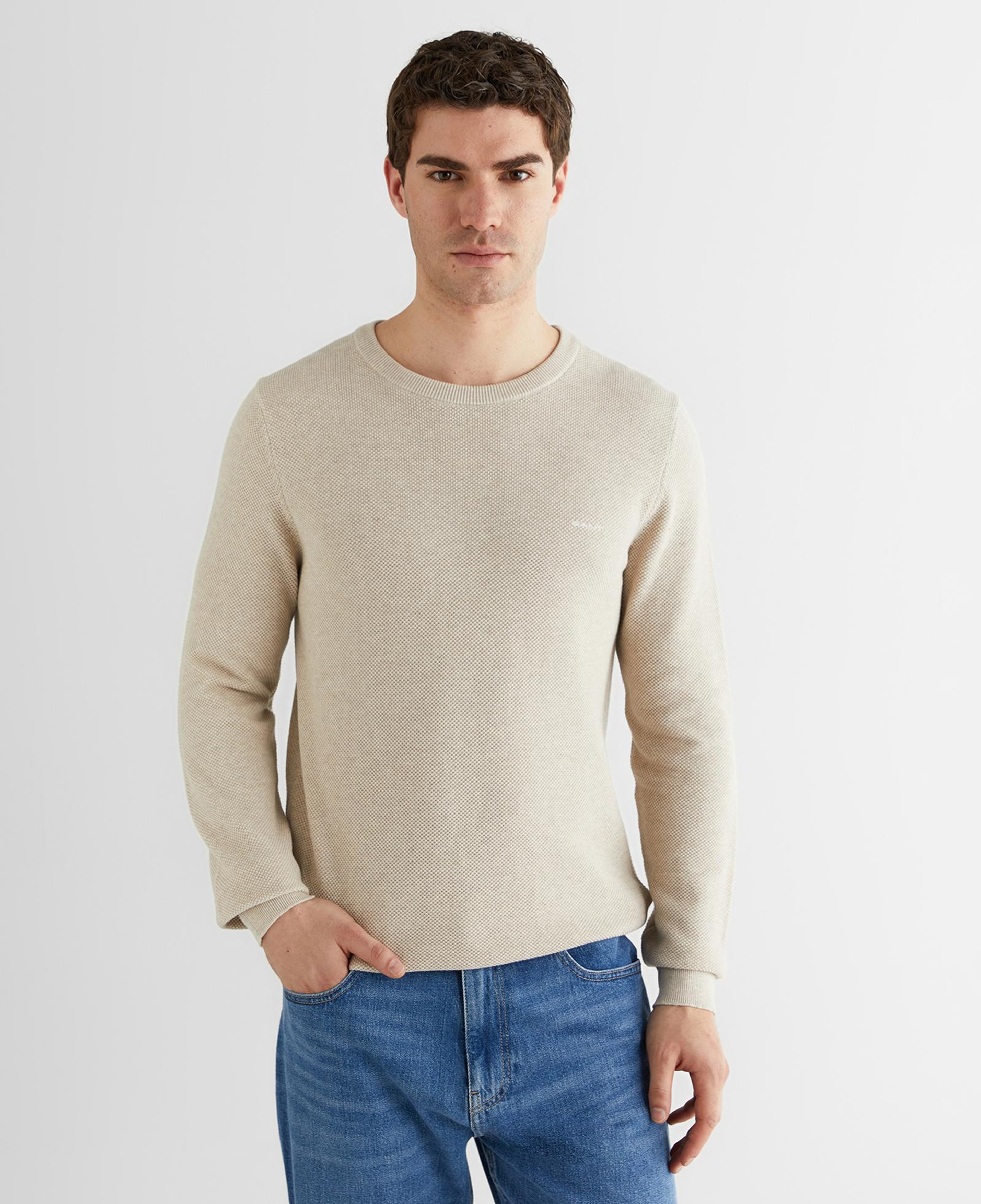 GANT Erkek Bej Regular Fit Bisiklet Yaka Triko