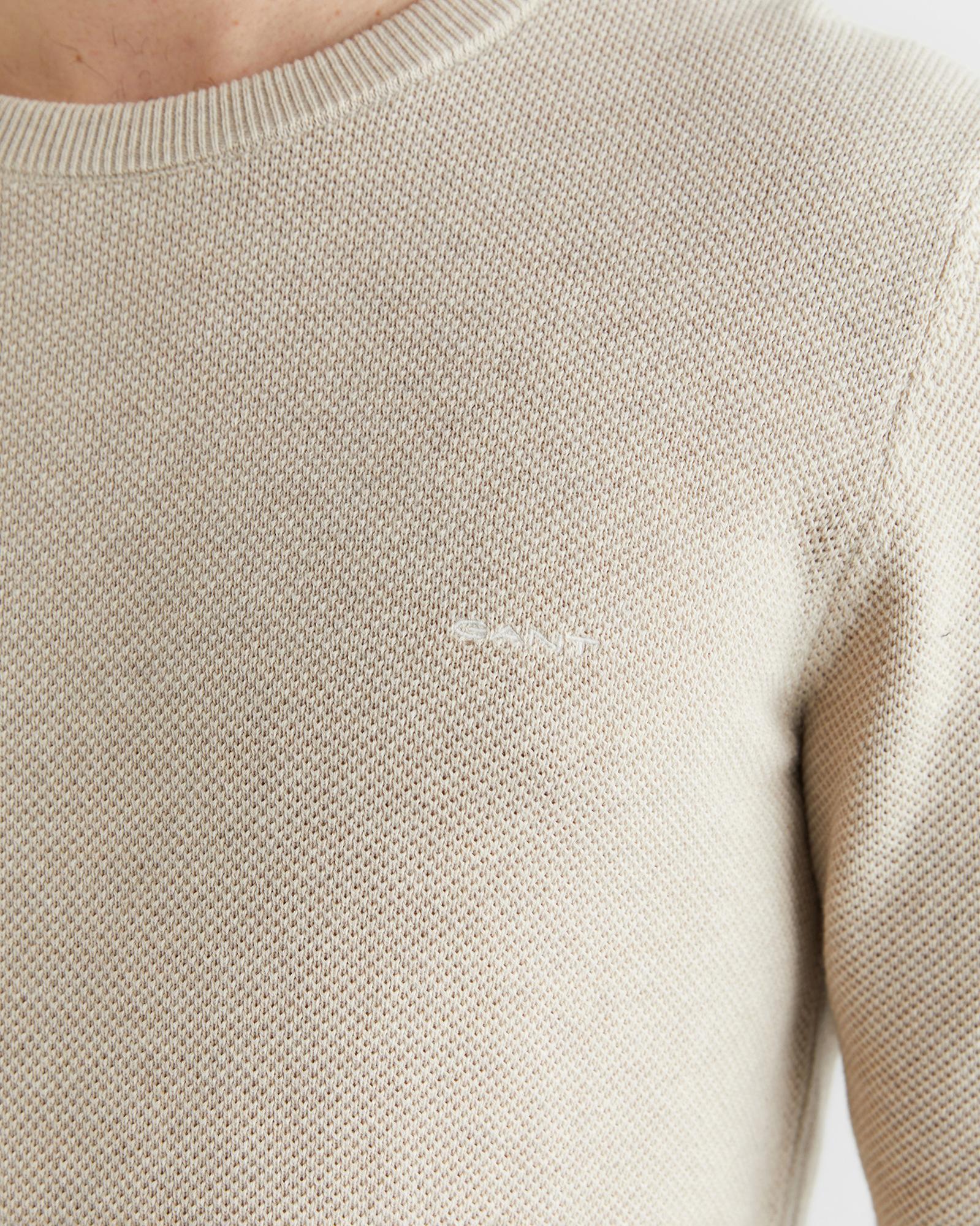 GANT Erkek Bej Regular Fit Bisiklet Yaka Triko