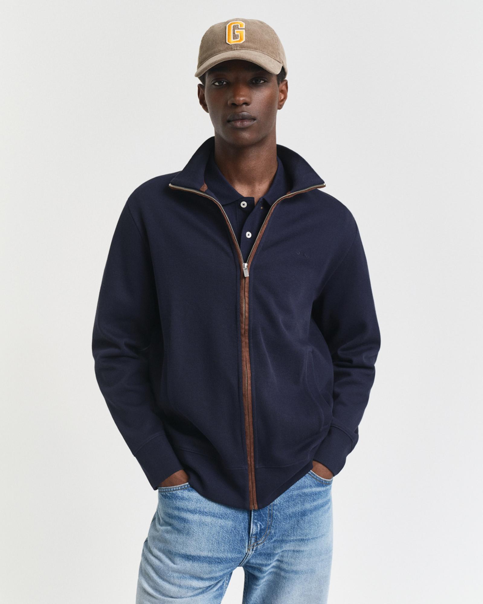 GANT Erkek Lacivert Regular Fit Fermuarlı Hırka