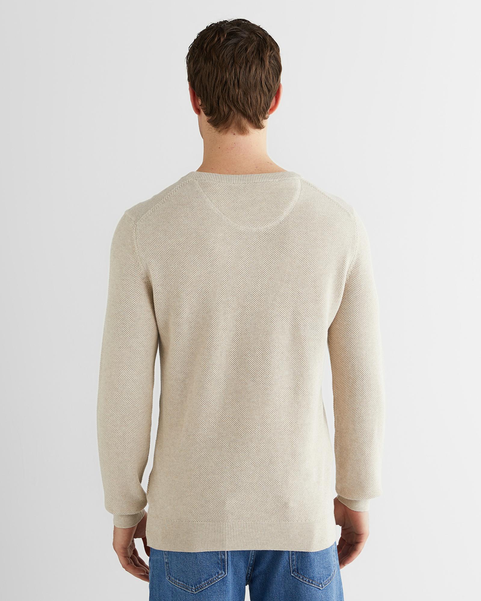 GANT Erkek Bej Regular Fit Bisiklet Yaka Triko