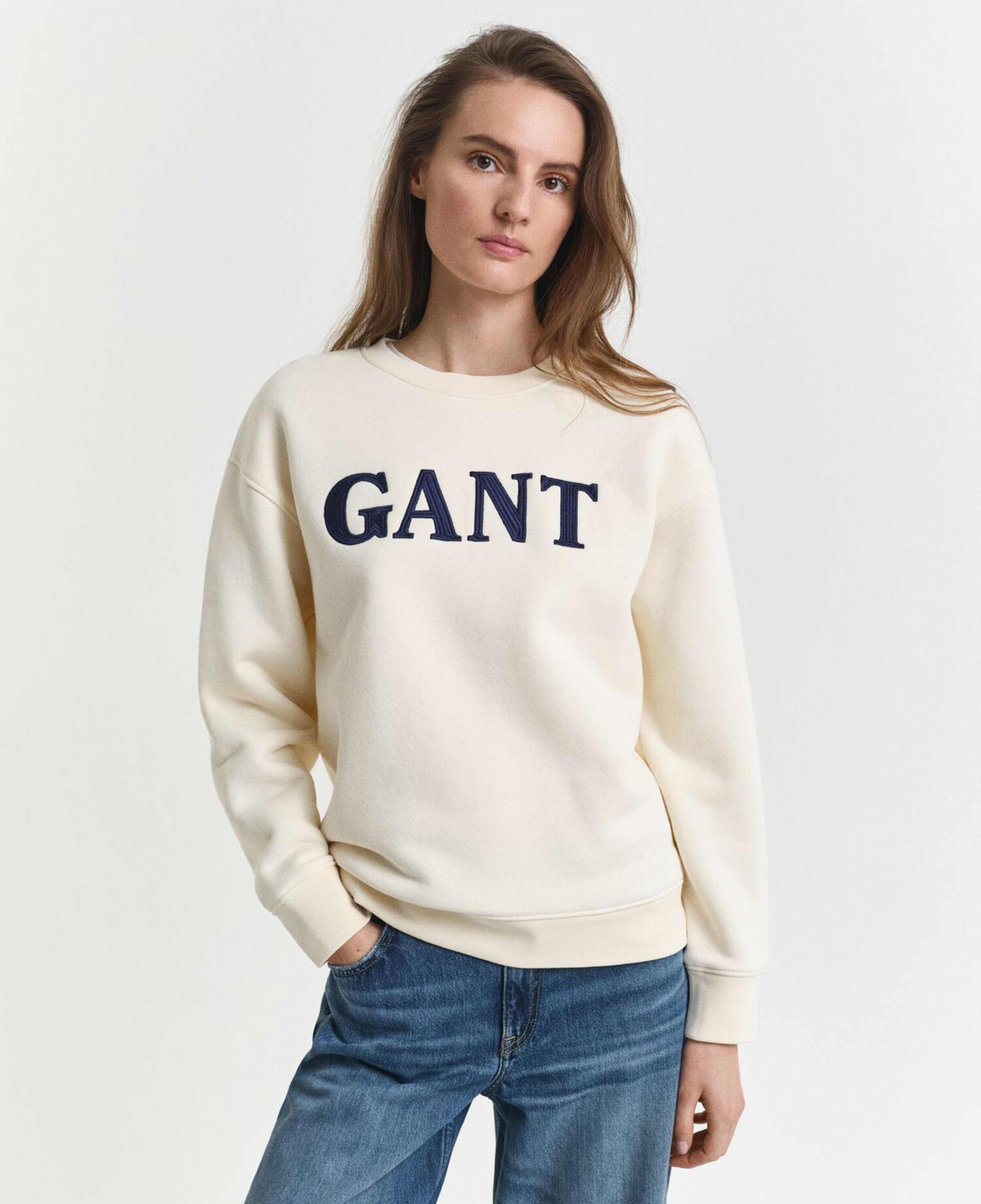 GANT Kadın Krem Relaxed Fit Bisiklet Yaka Sweatshirt