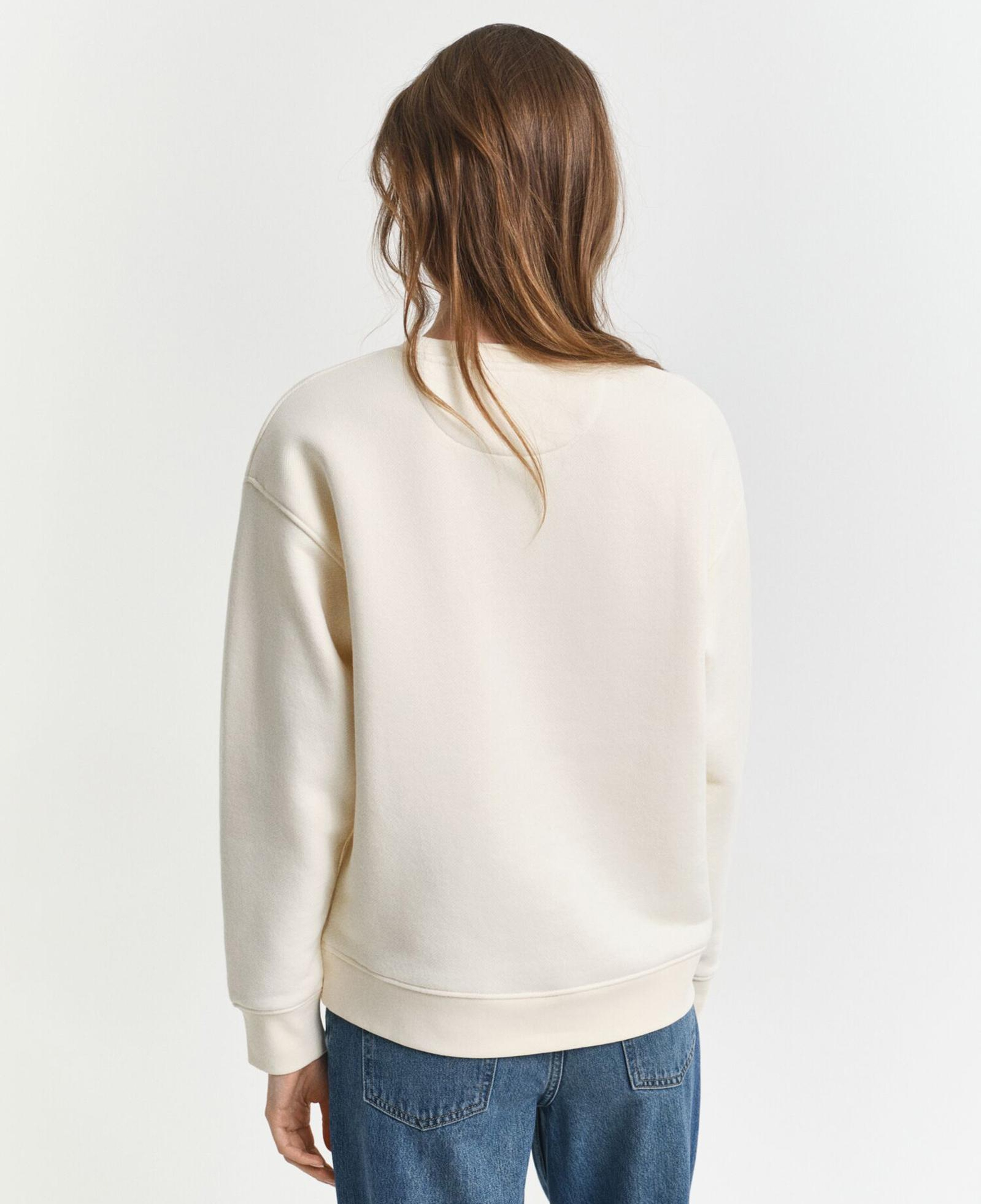 GANT Kadın Krem Relaxed Fit Bisiklet Yaka Sweatshirt