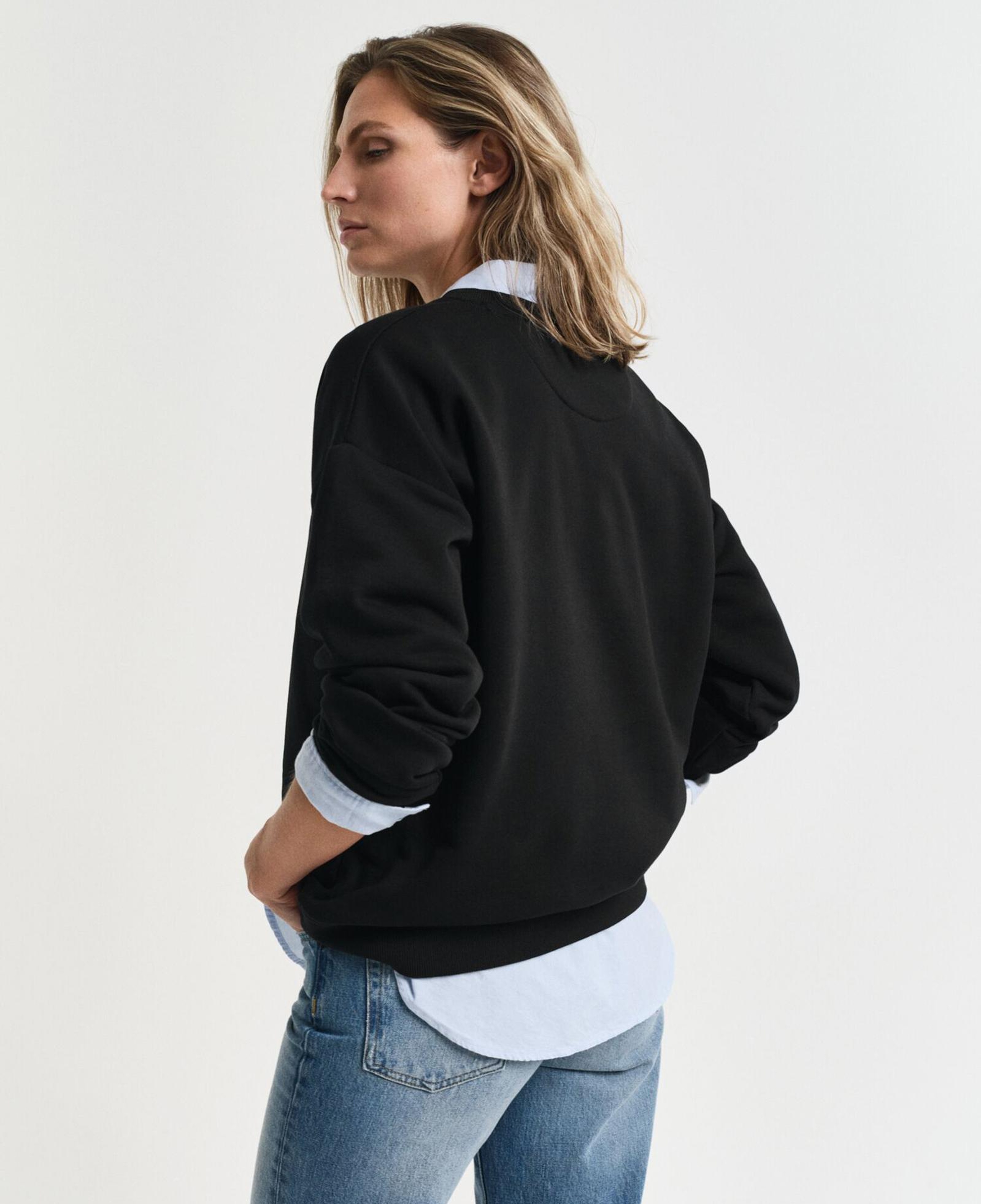 GANT Kadın Siyah Relaxed Fit Bisiklet Yaka Sweatshirt