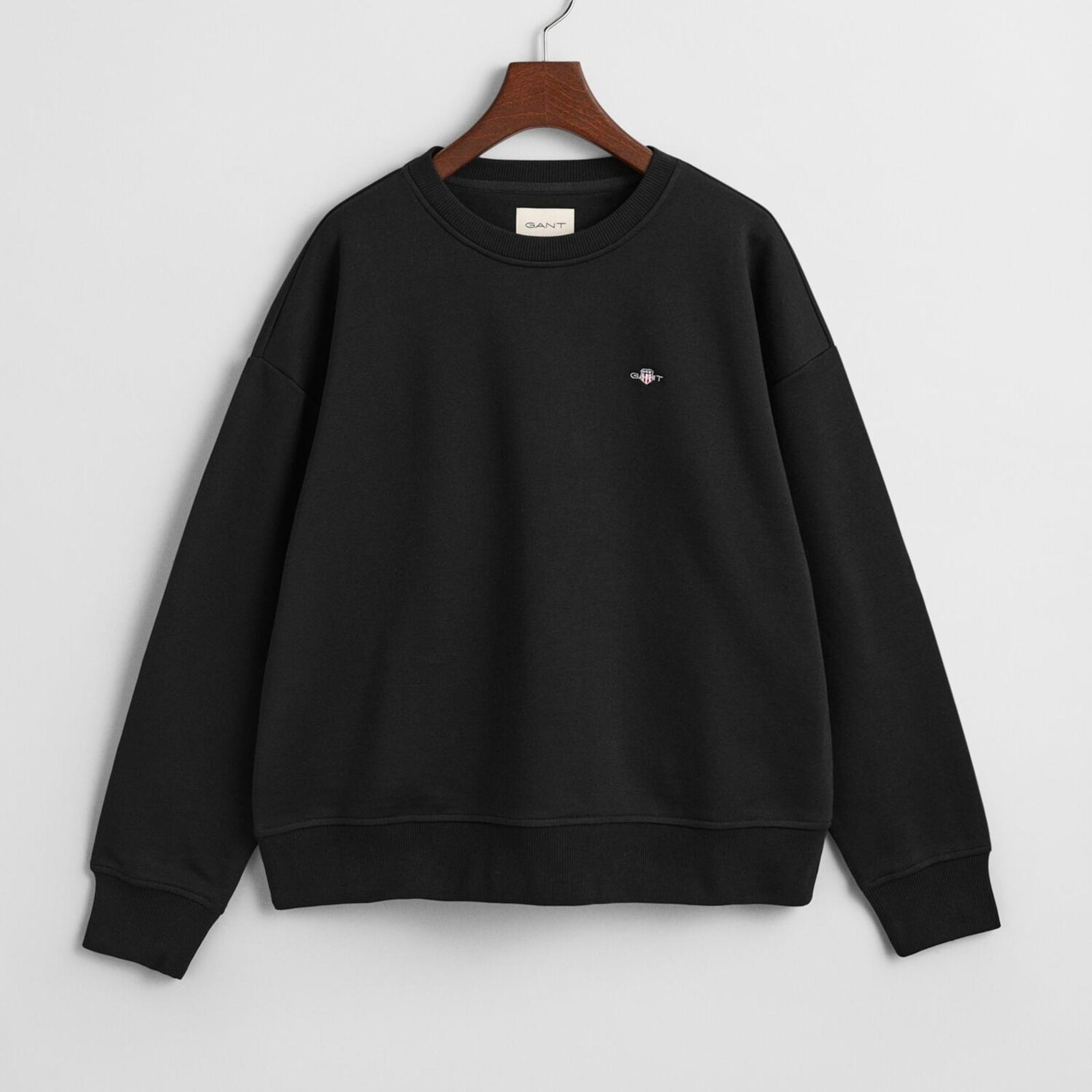 GANT Kadın Siyah Relaxed Fit Bisiklet Yaka Sweatshirt