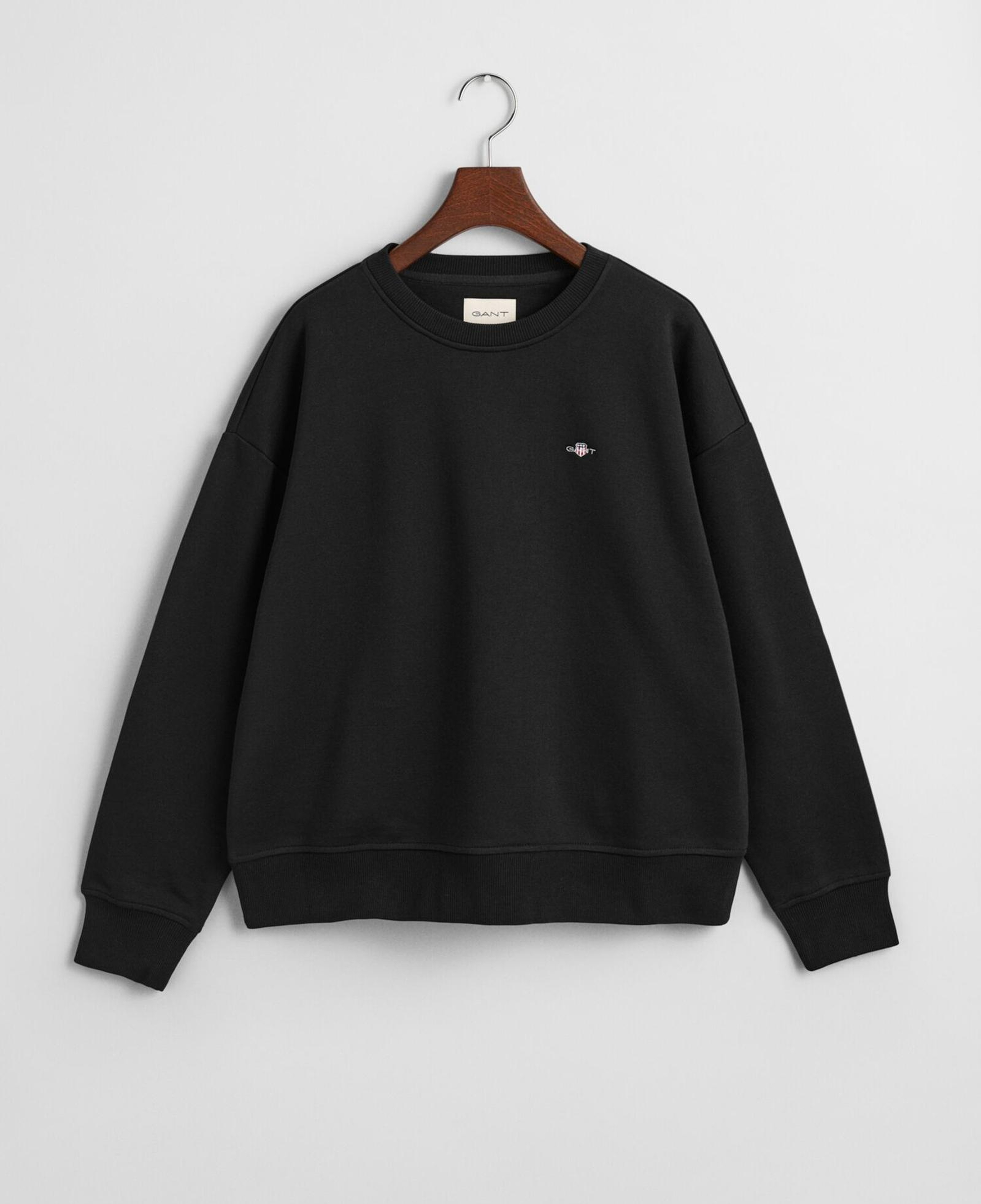 GANT Kadın Siyah Relaxed Fit Bisiklet Yaka Sweatshirt