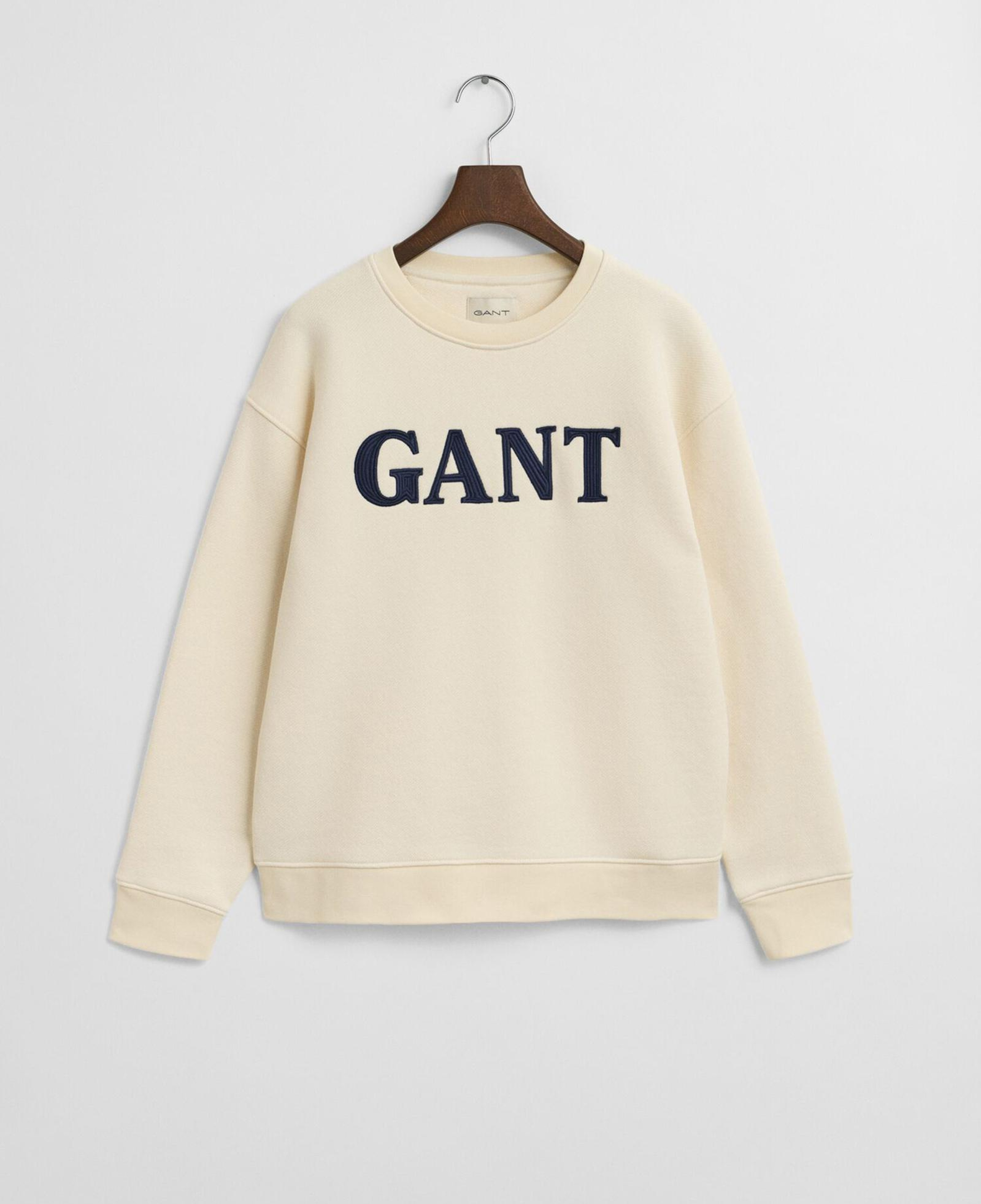 GANT Kadın Krem Relaxed Fit Bisiklet Yaka Sweatshirt