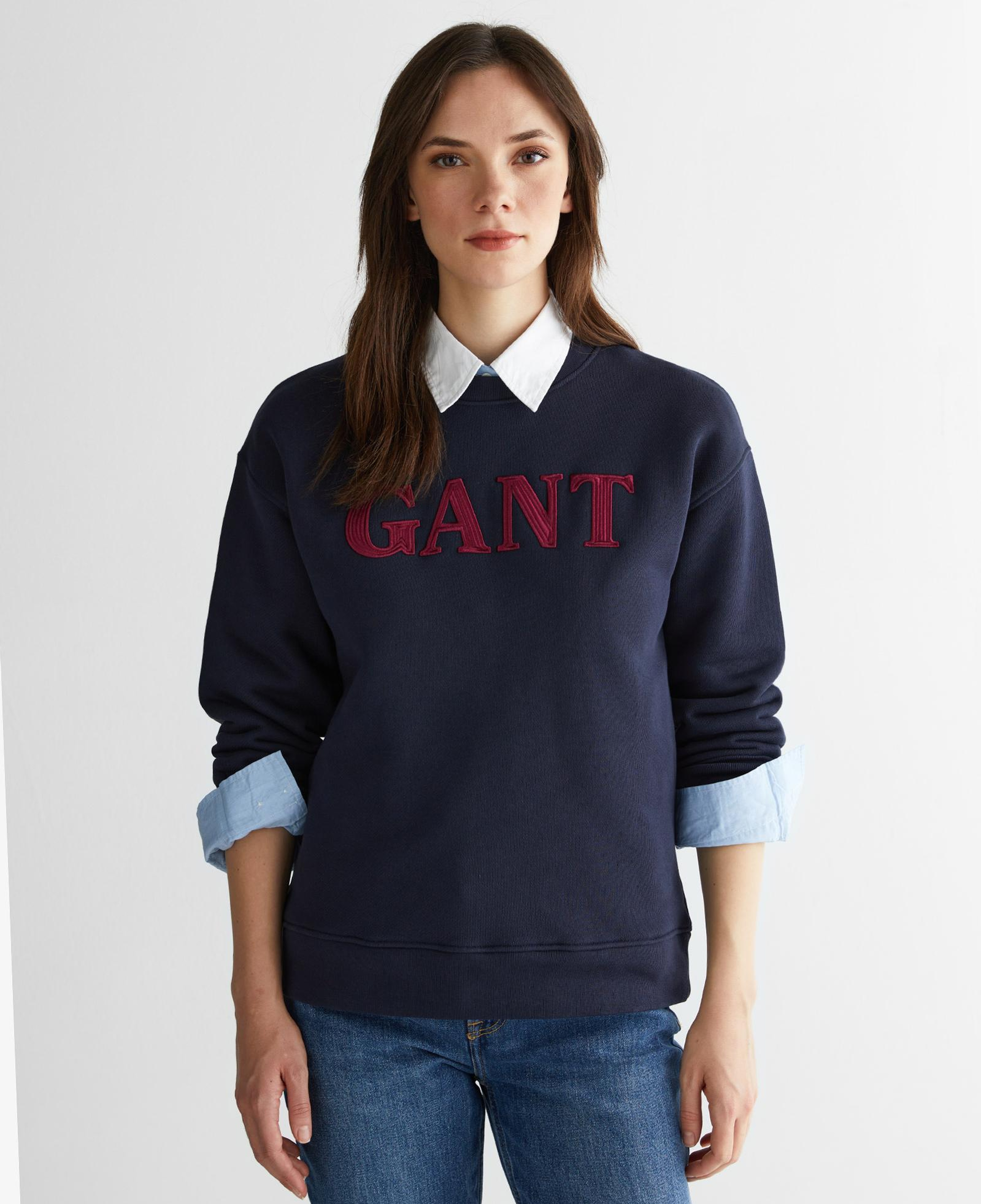 GANT Kadın Lacivert Relaxed Fit Bisiklet Yaka Sweatshirt
