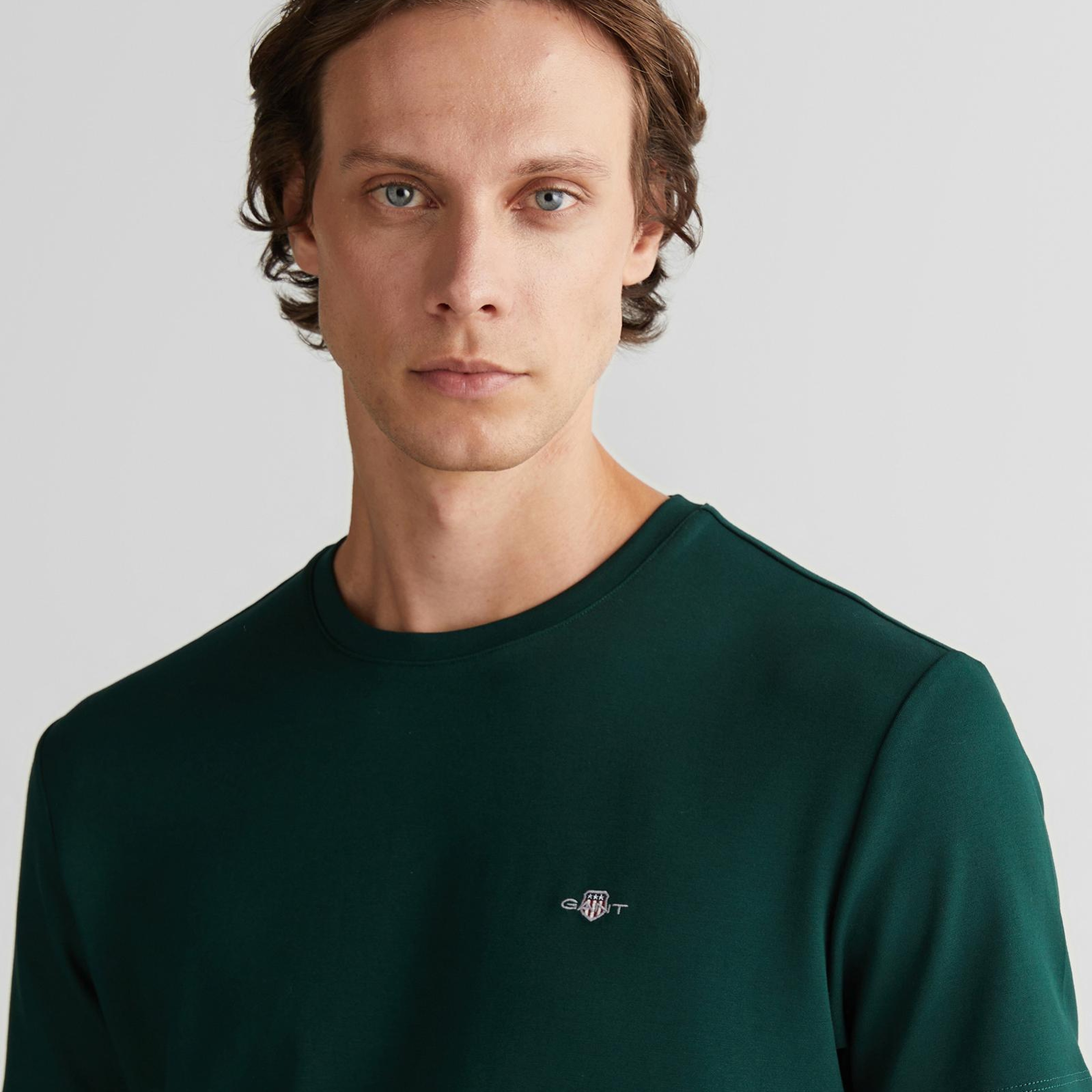 GANT Erkek Yeşil Regular Fit Bisiklet Yaka T-Shirt