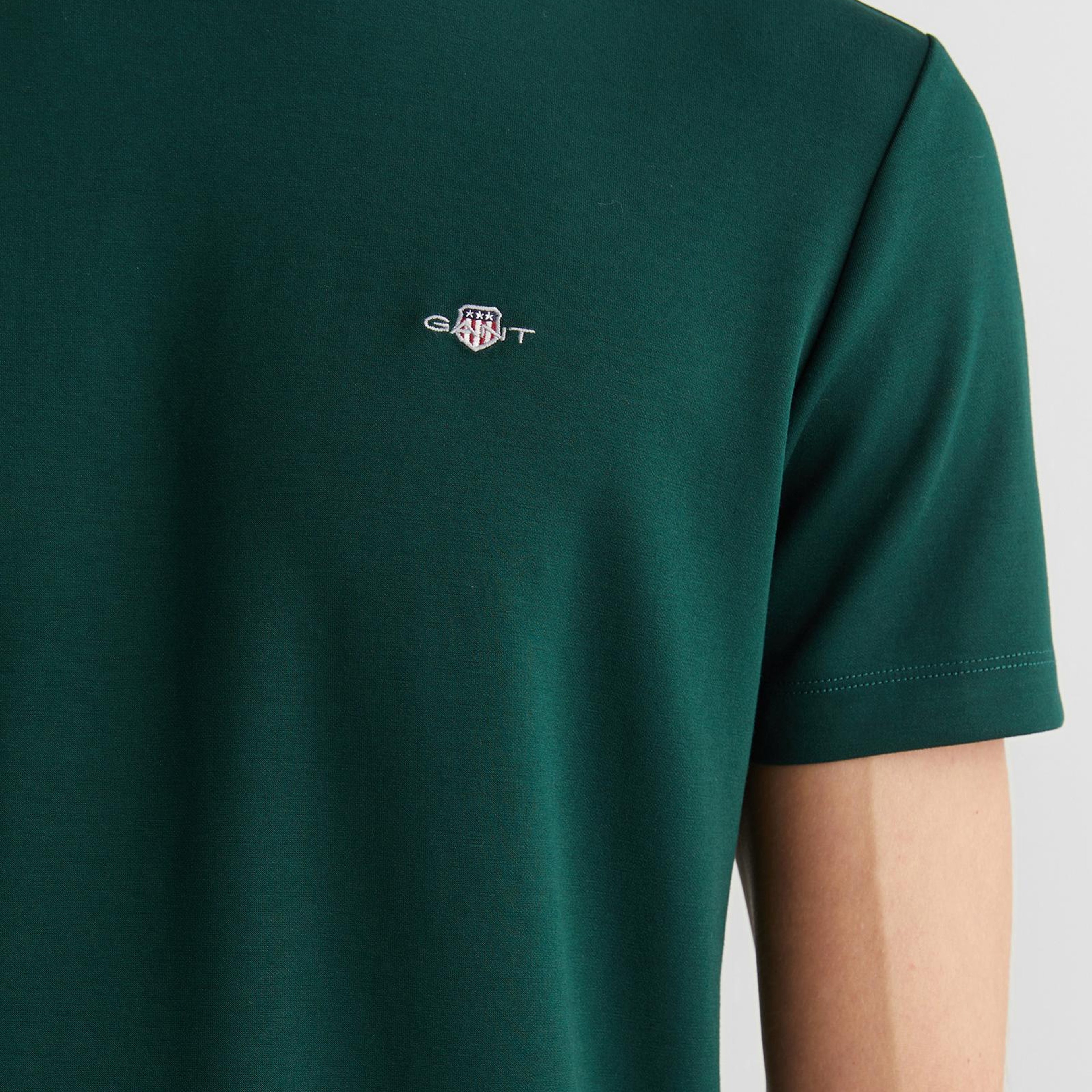 GANT Erkek Yeşil Regular Fit Bisiklet Yaka T-Shirt