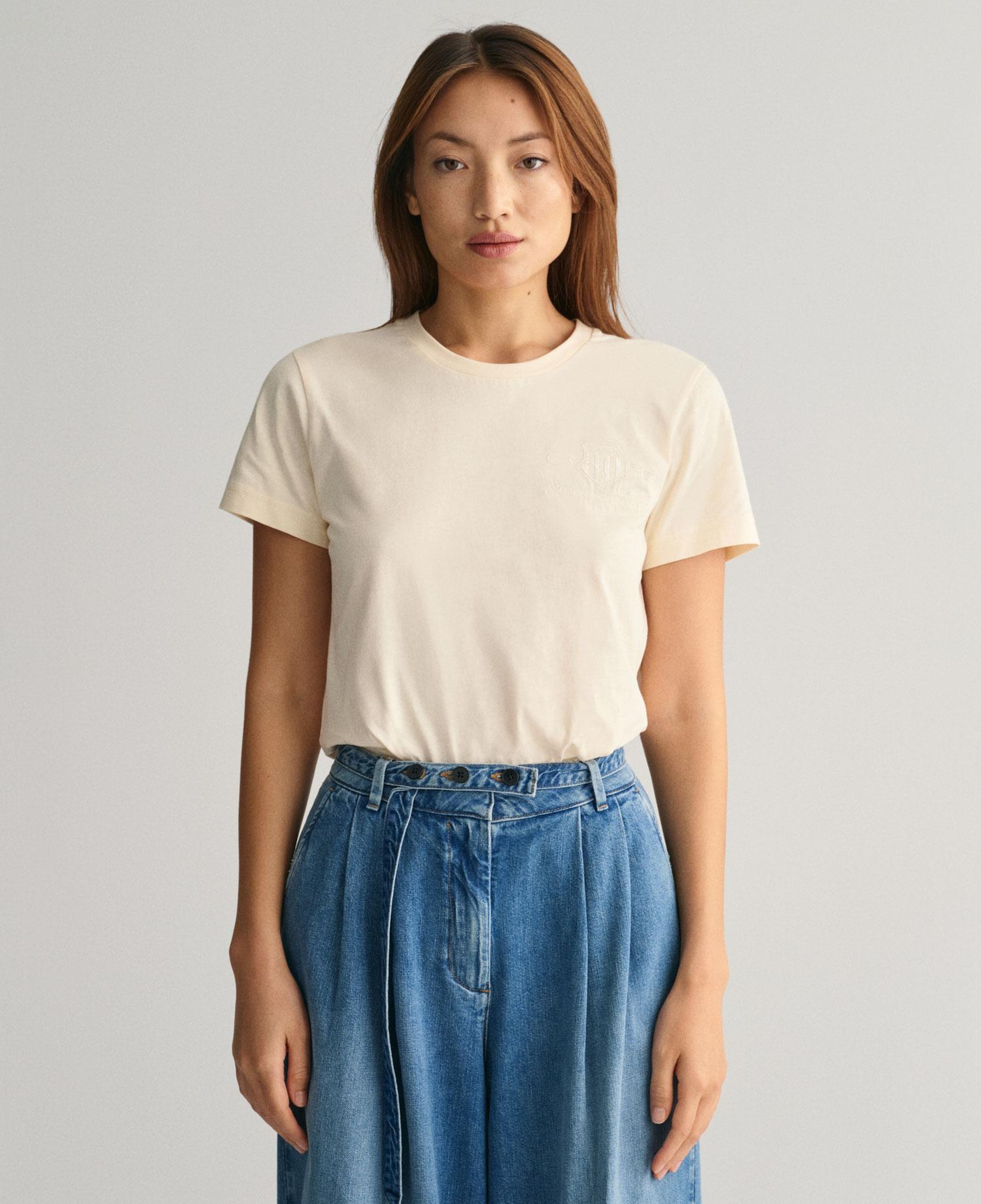 GANT Kadın Bej Regular Fit T-Shirt