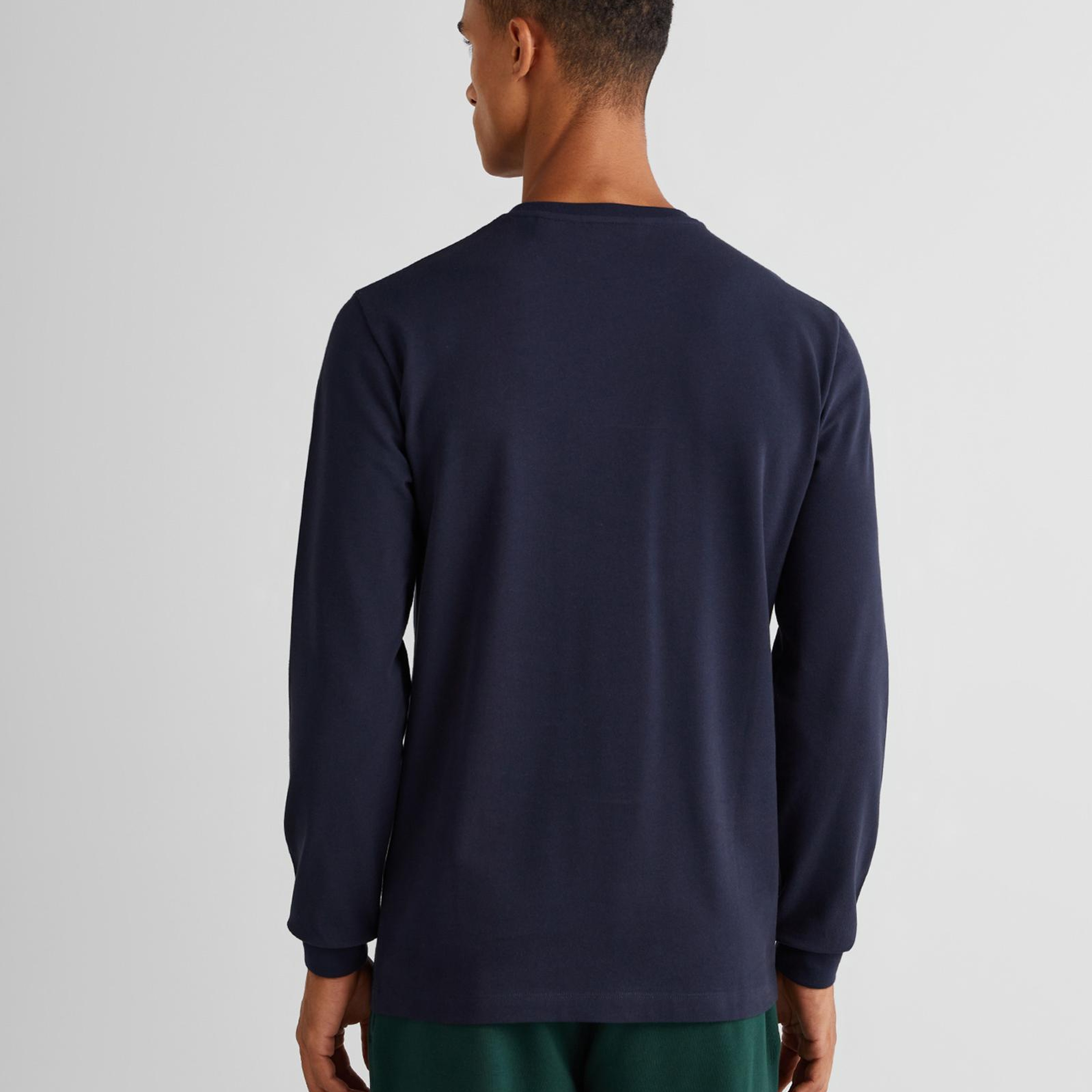 GANT Erkek Lacivert Slim Fit Bisiklet Yaka Uzun Kollu T-Shirt