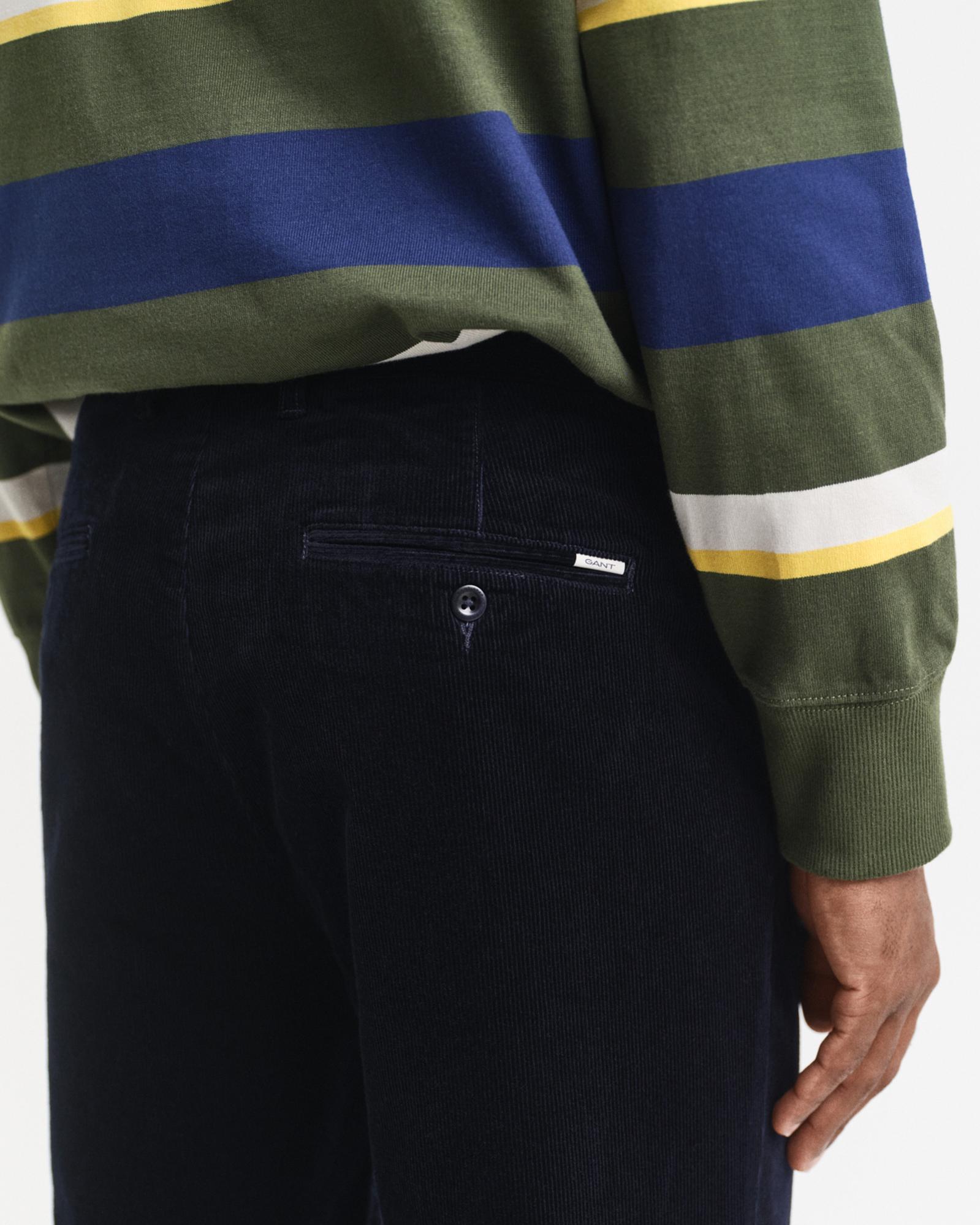 GANT Erkek Lacivert Regular Fit Cord Chino Pantolon