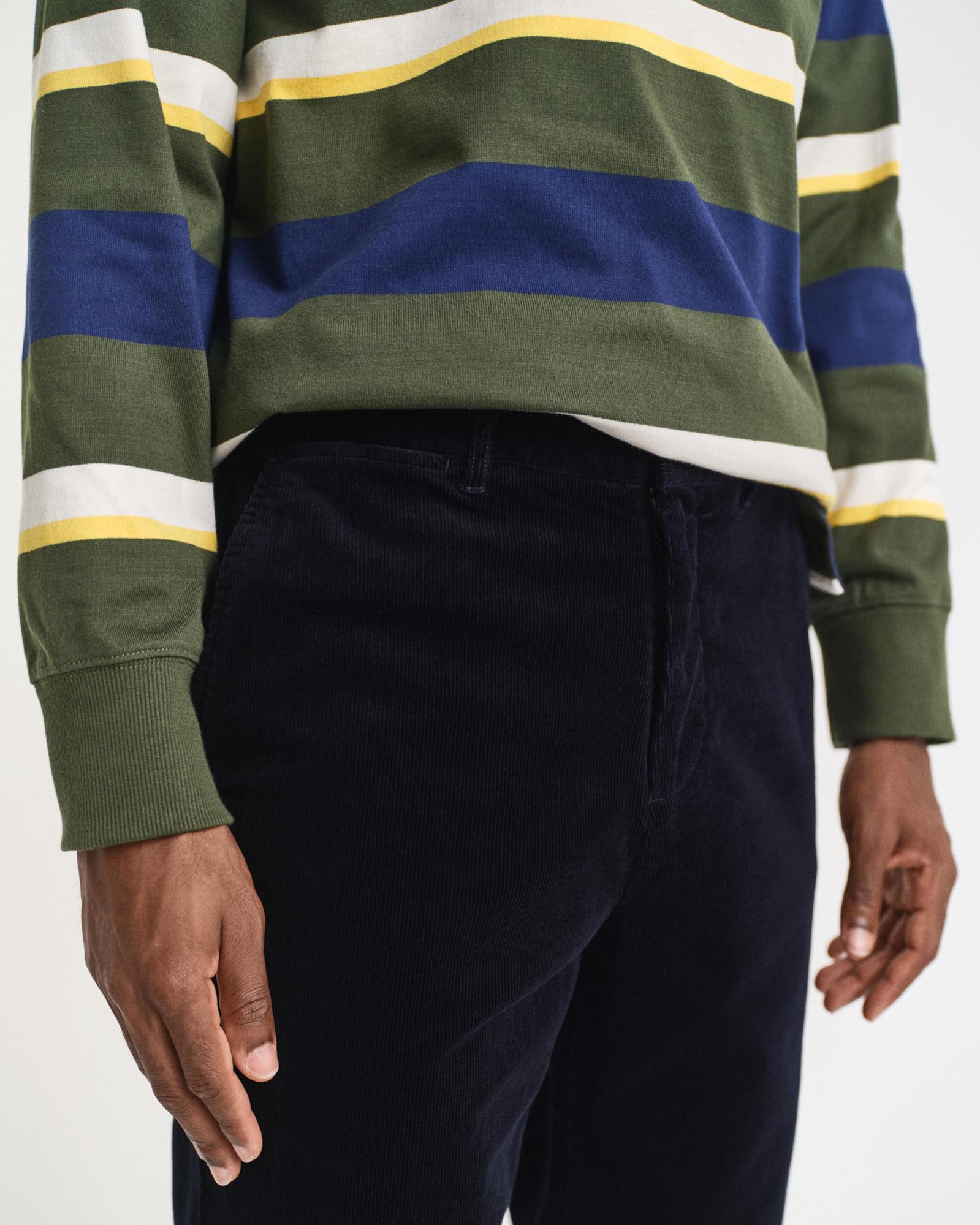 GANT Erkek Lacivert Regular Fit Cord Chino Pantolon