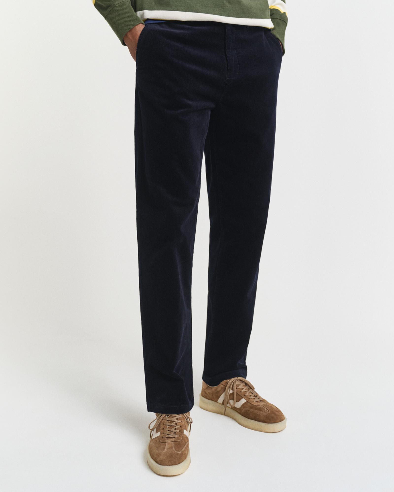 GANT Erkek Lacivert Regular Fit Cord Chino Pantolon