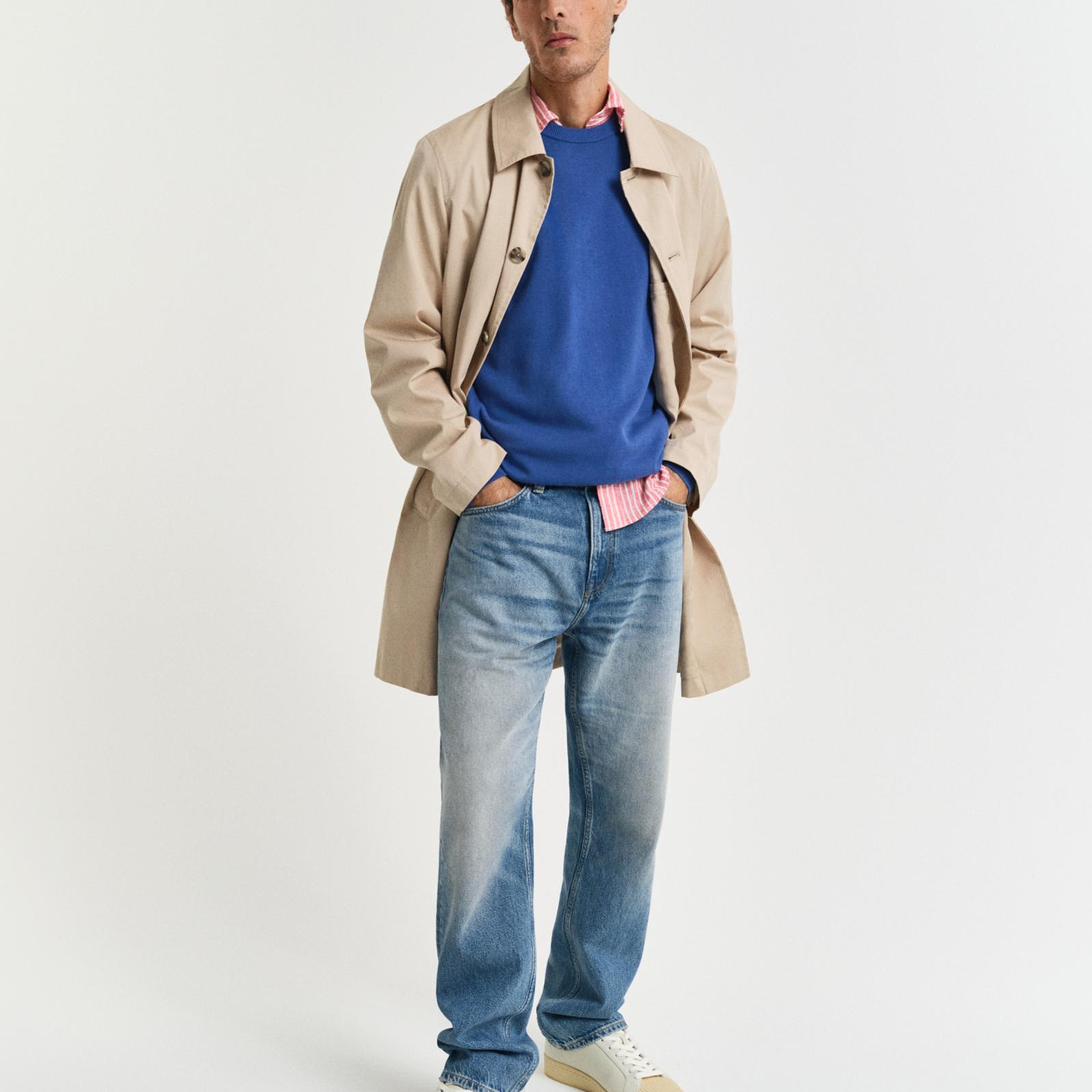 GANT Erkek Mavi Regular Fit Bisiklet Yaka Kazak