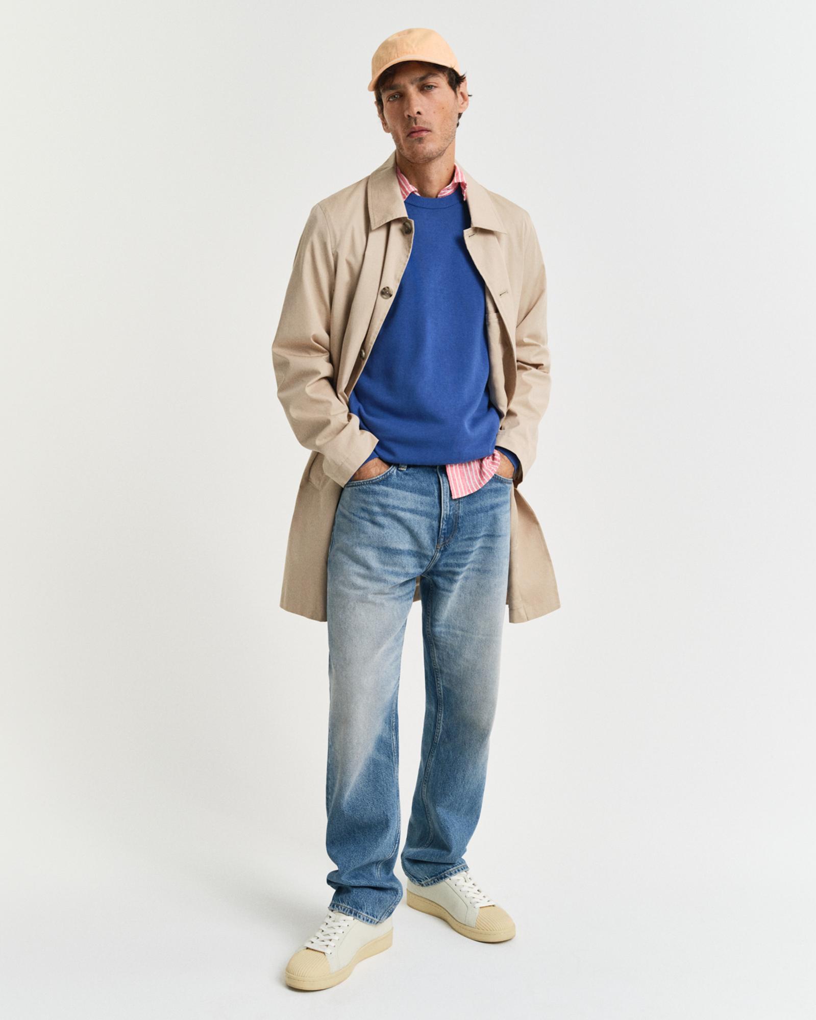 GANT Erkek Mavi Regular Fit Bisiklet Yaka Kazak