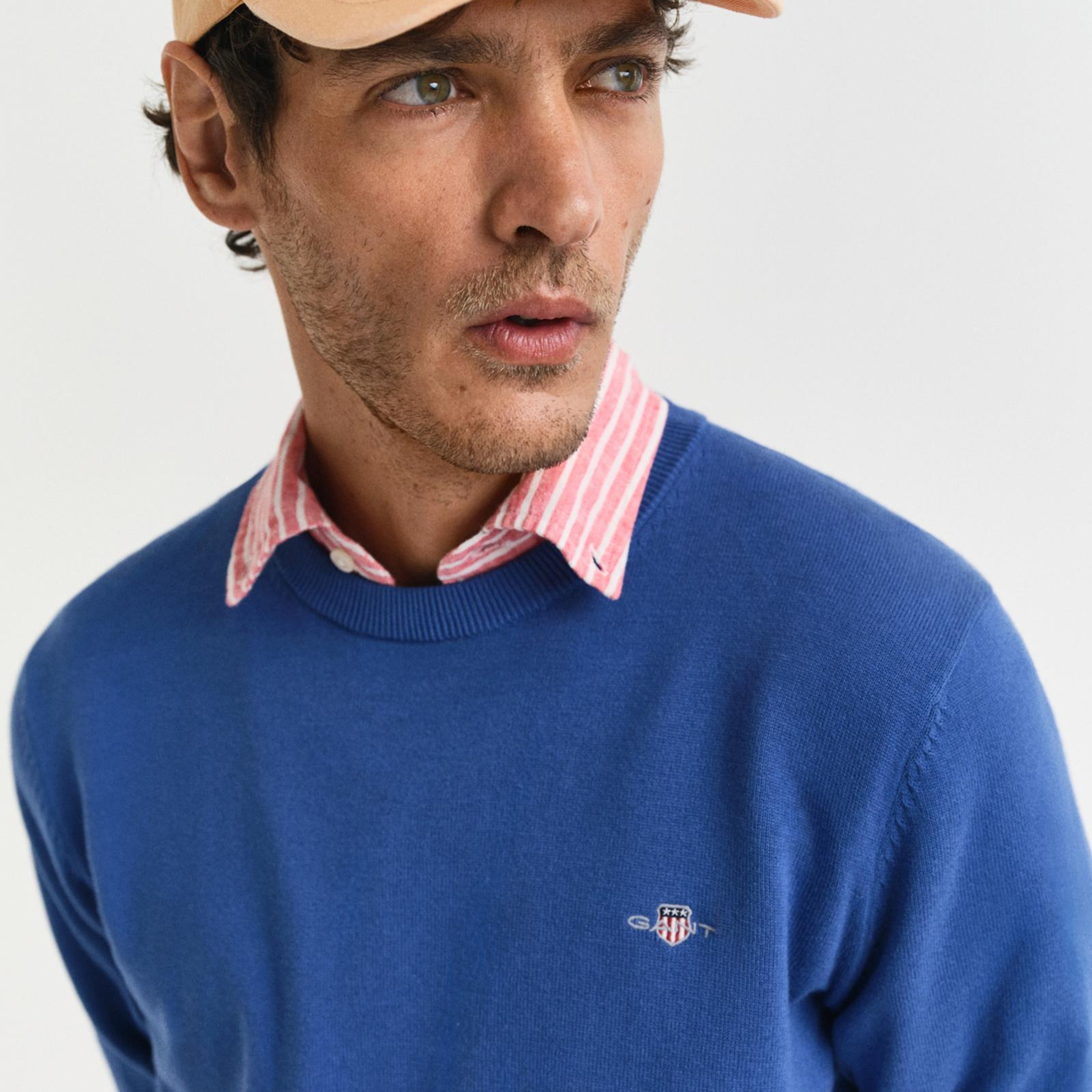 GANT Erkek Mavi Regular Fit Bisiklet Yaka Kazak