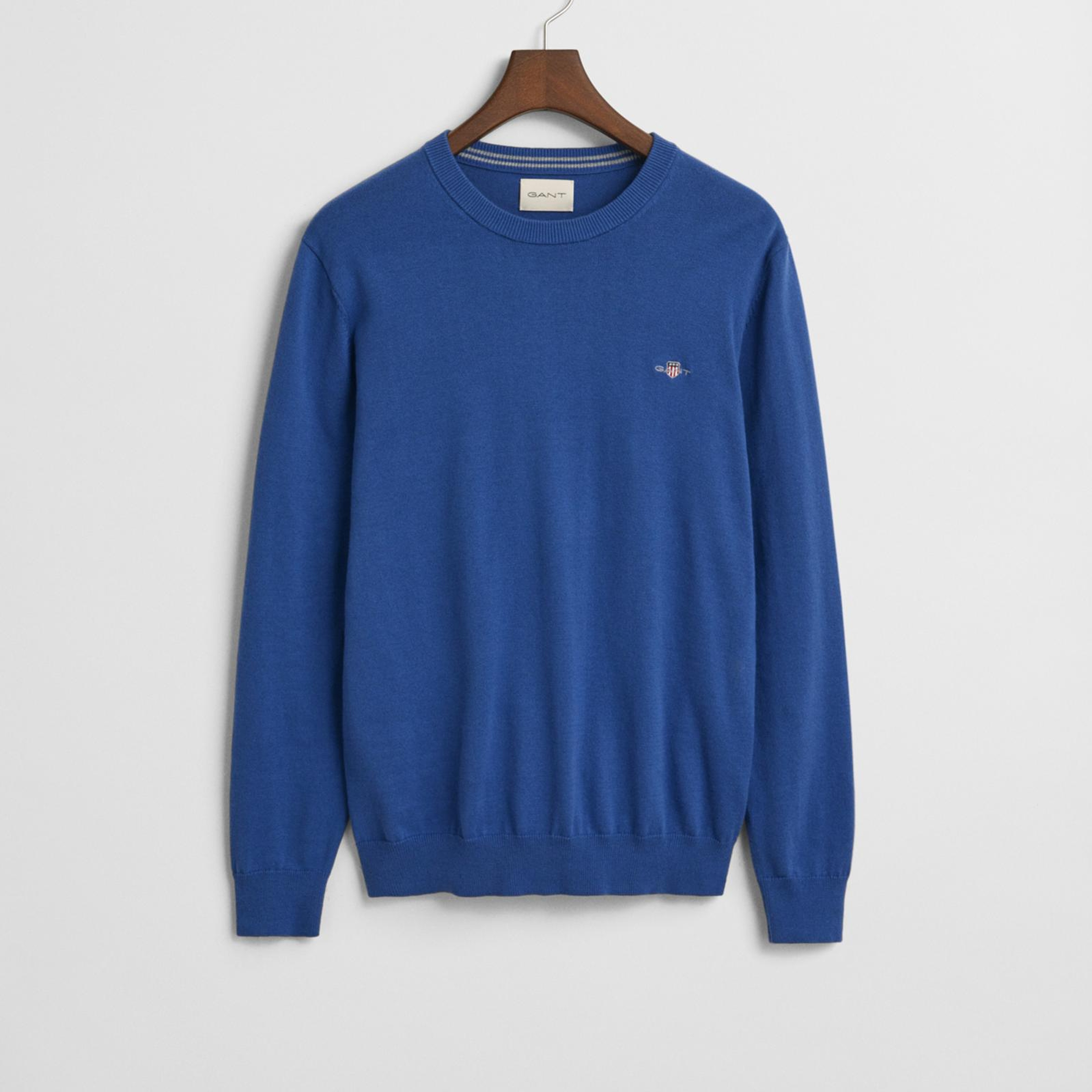 GANT Erkek Mavi Regular Fit Bisiklet Yaka Kazak