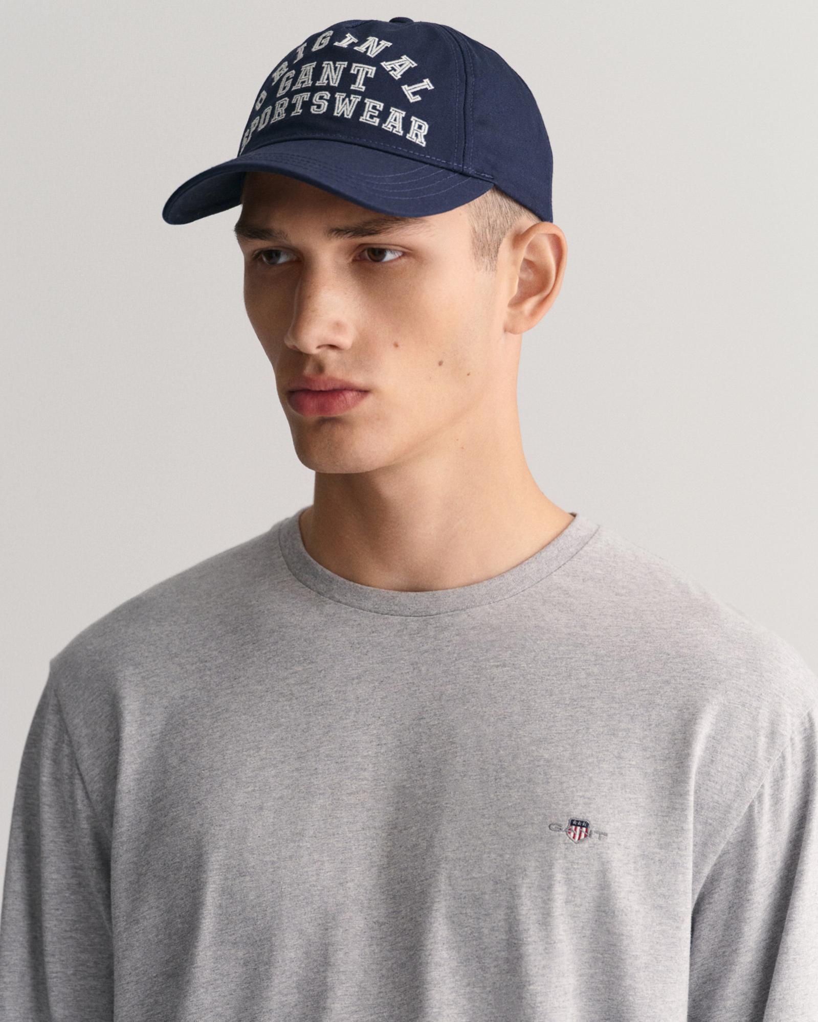 GANT Erkek Gri Regular Fit Bisiklet Yaka Uzun Kollu T-Shirt