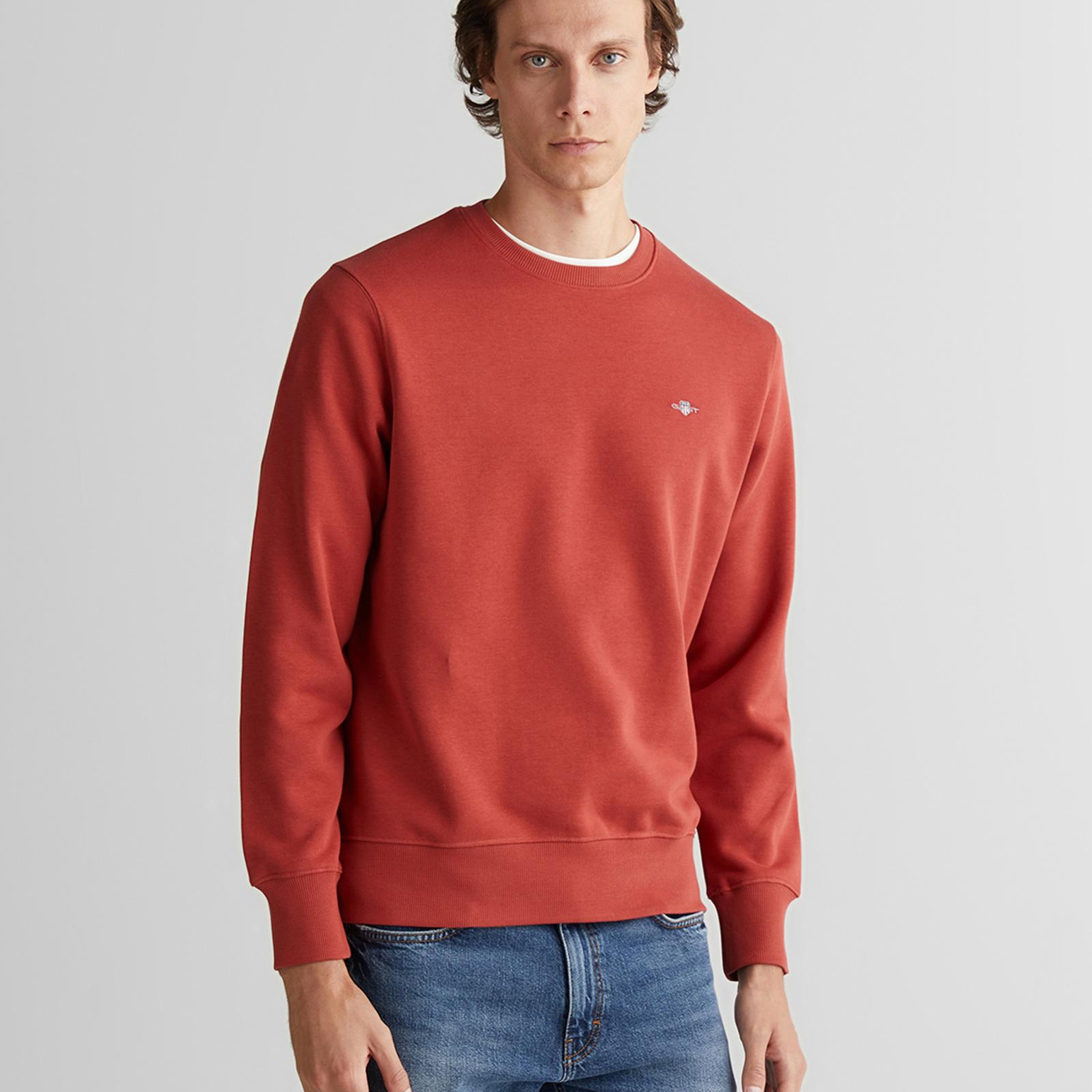 GANT Erkek Kırmızı Regular Fit Bisiklet Yaka Sweatshirt
