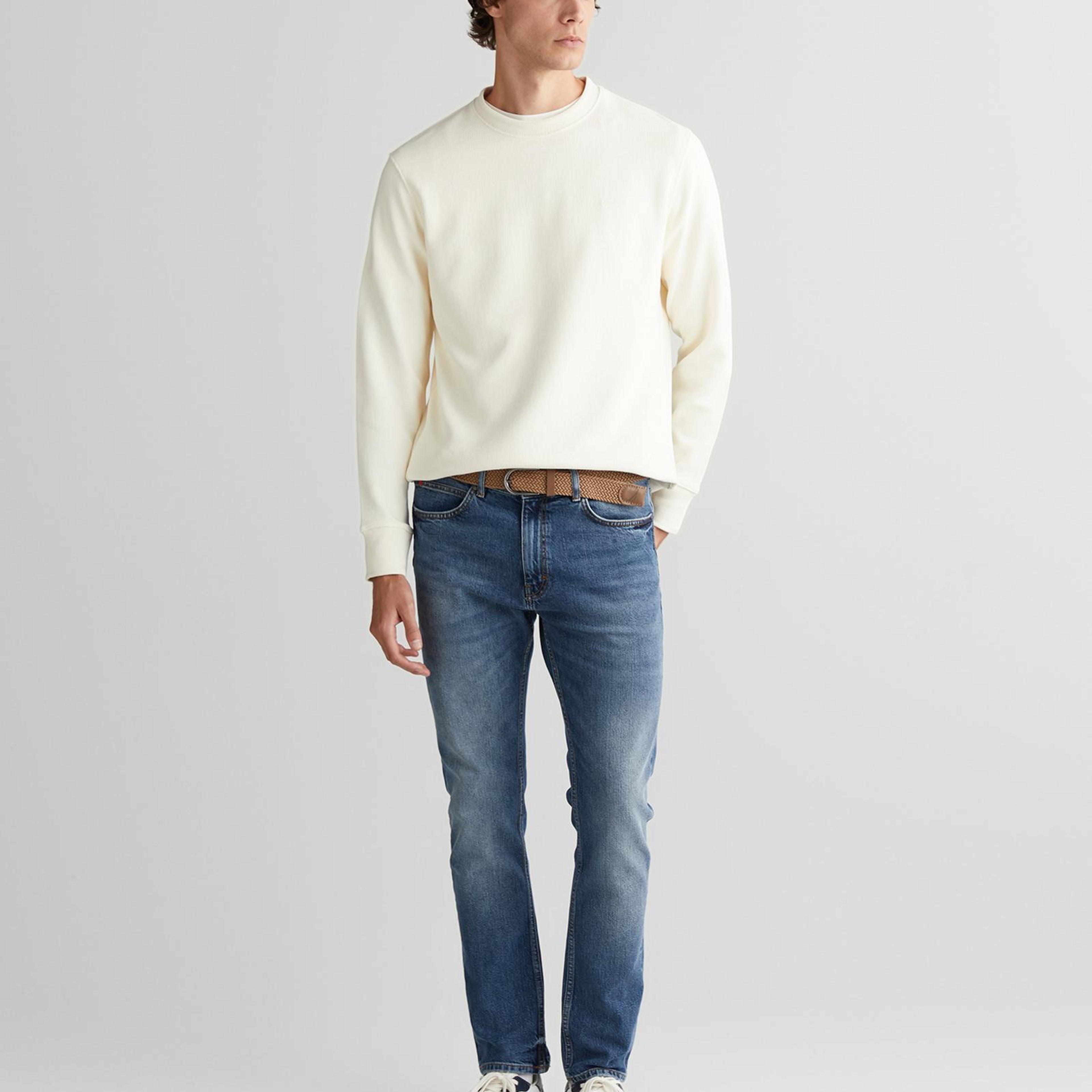 GANT Erkek Krem Bisiklet Yaka Sweatshirt