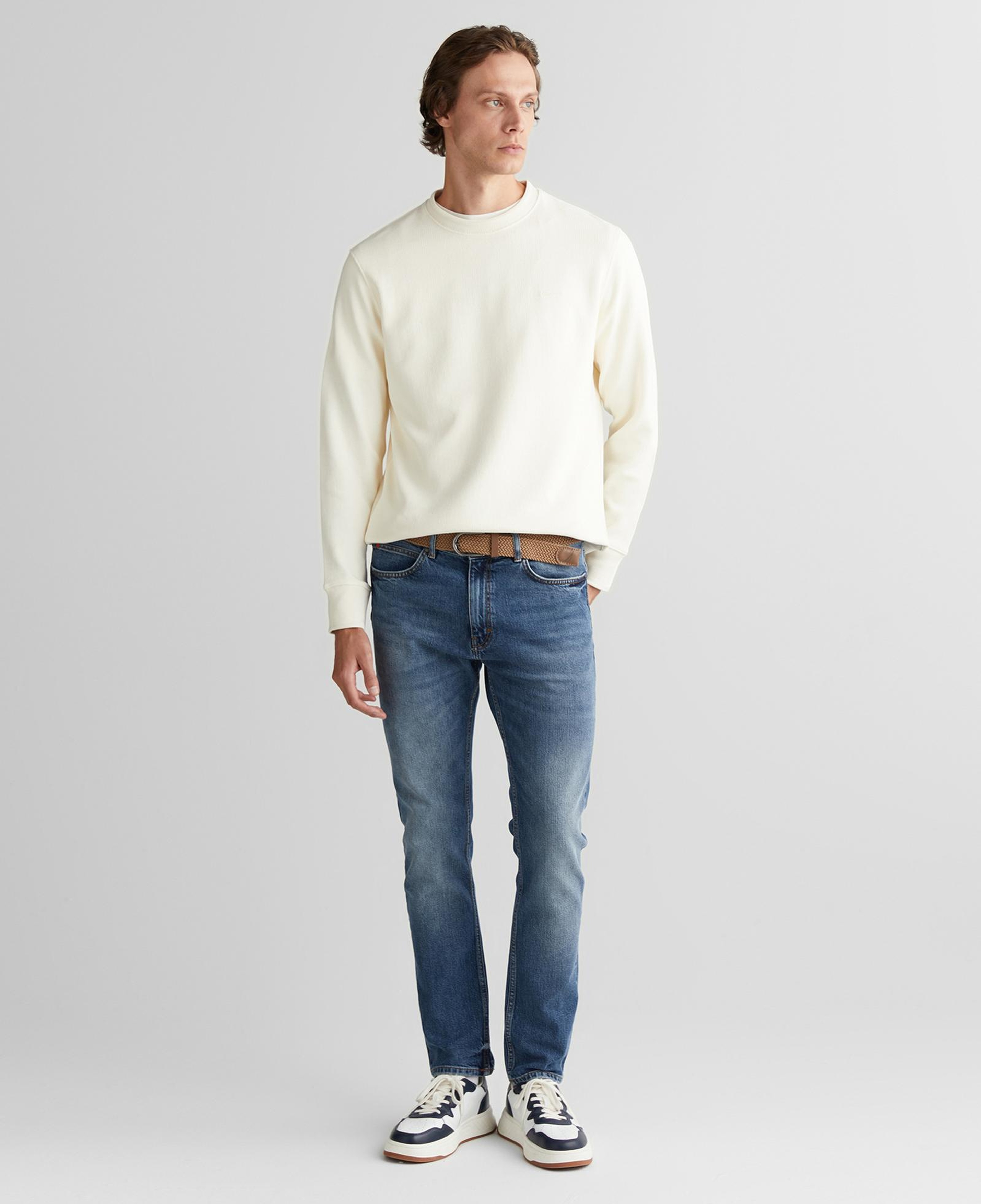 GANT Erkek Krem Bisiklet Yaka Sweatshirt