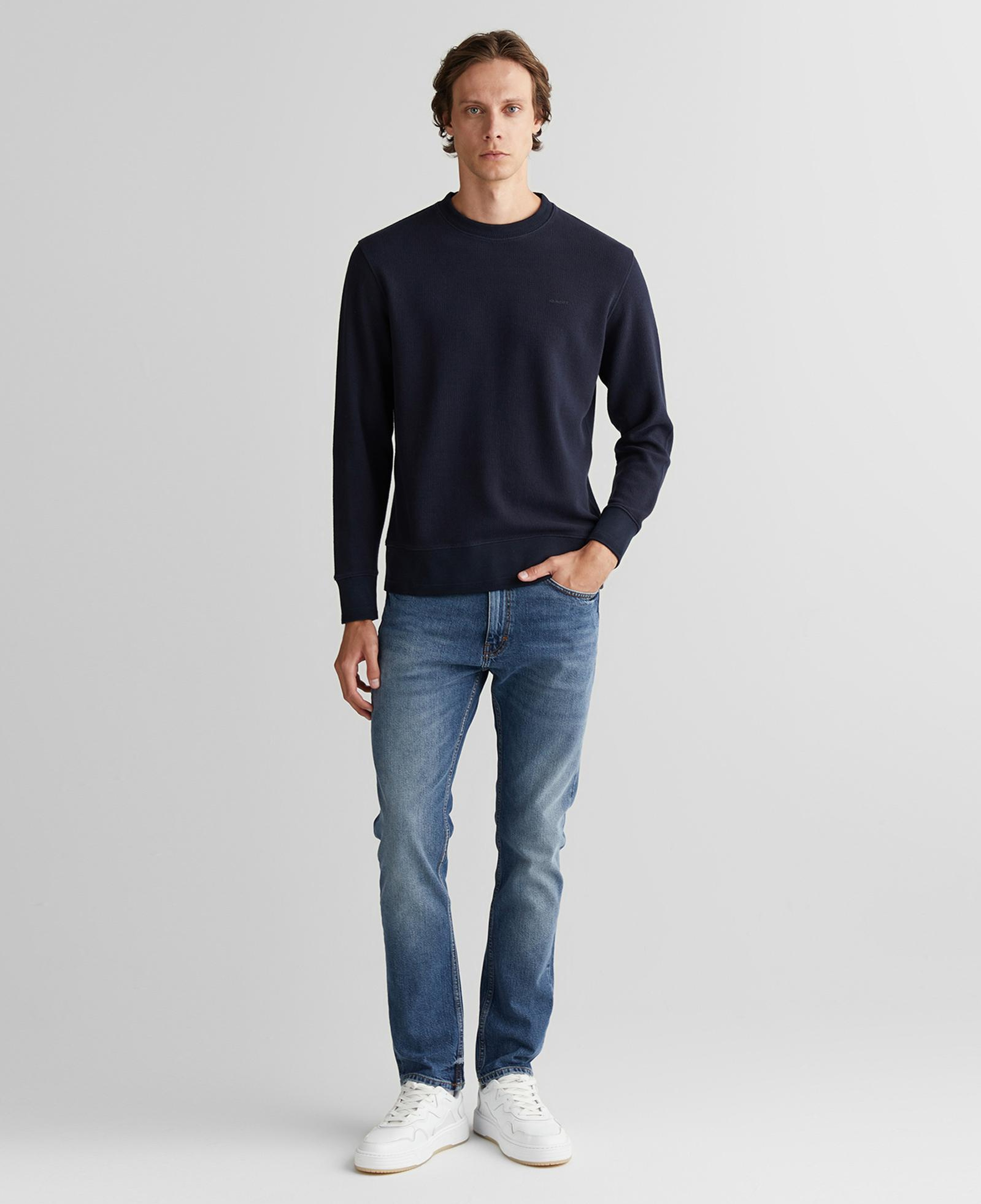 GANT Erkek Lacivert Bisiklet Yaka Sweatshirt