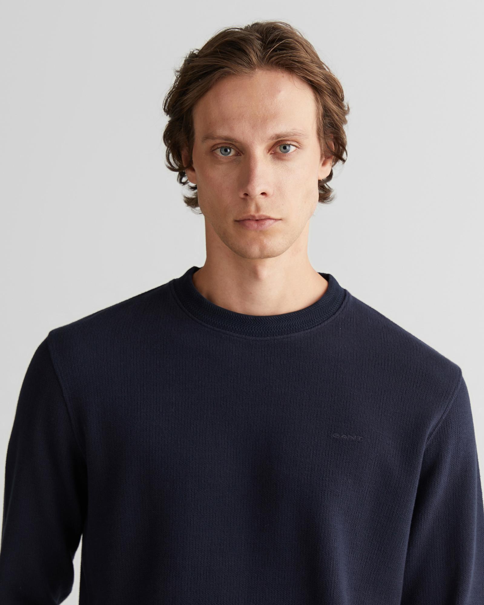 GANT Erkek Lacivert Bisiklet Yaka Sweatshirt
