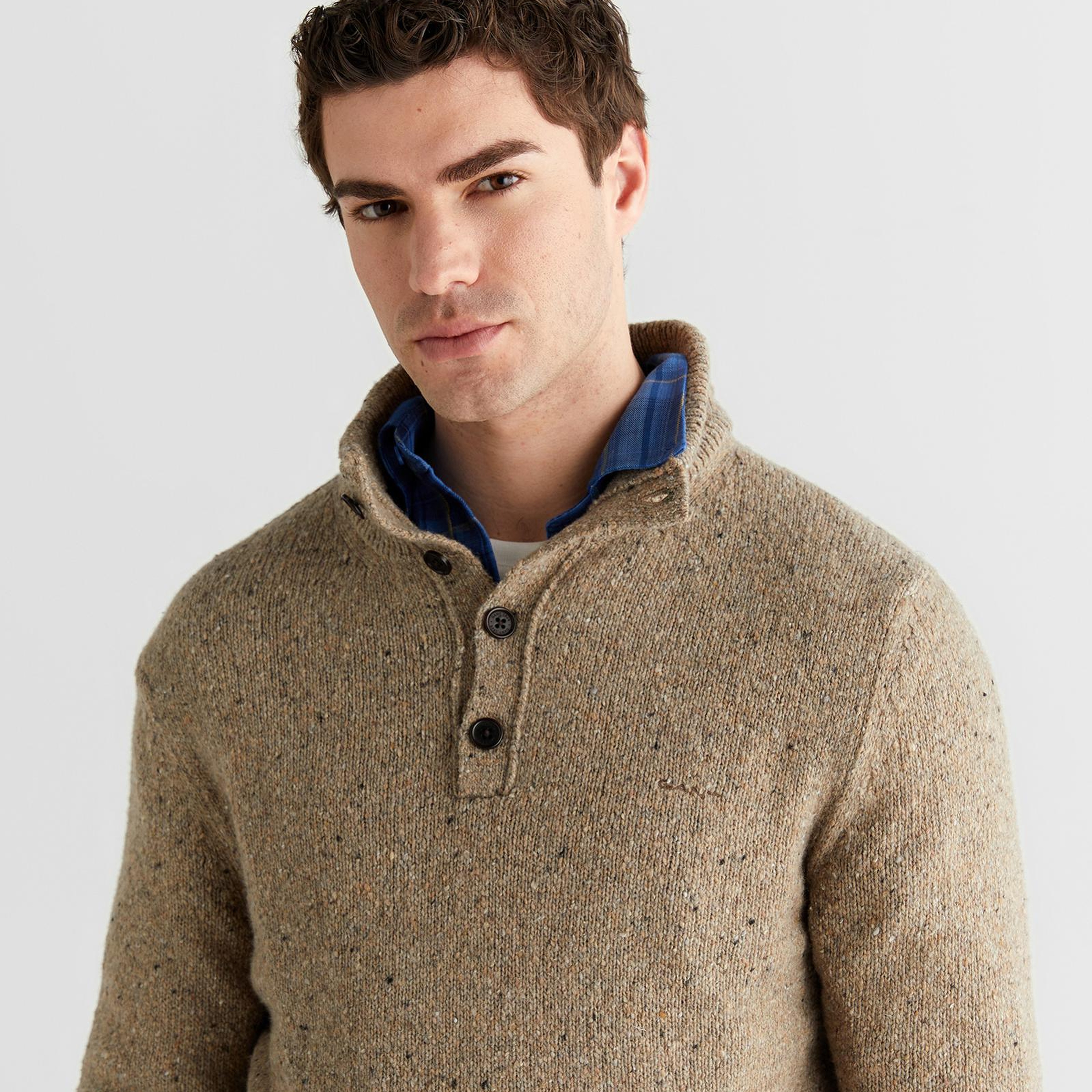 GANT Erkek Bej Regular Fit Düğmeli Triko