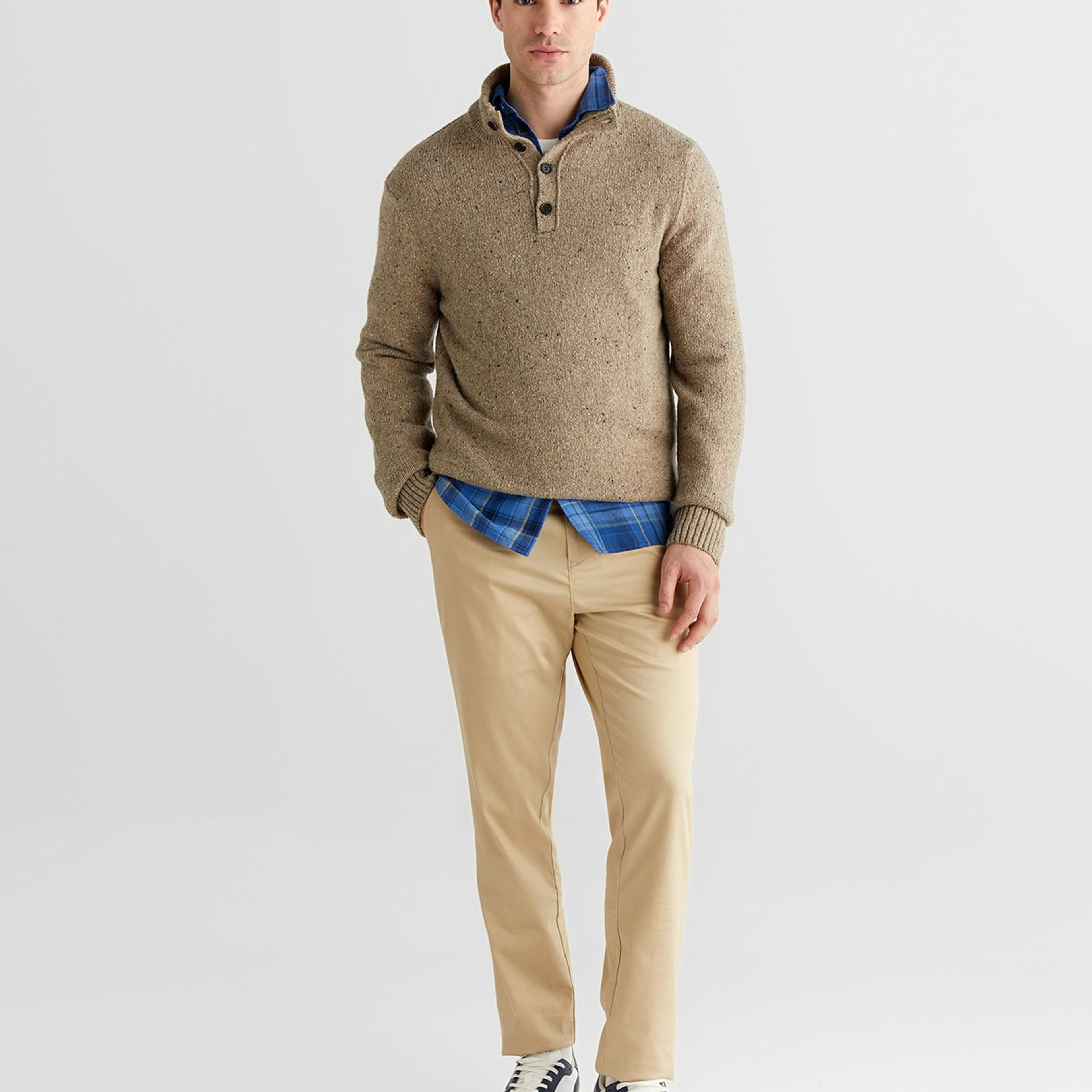 GANT Erkek Bej Regular Fit Düğmeli Triko