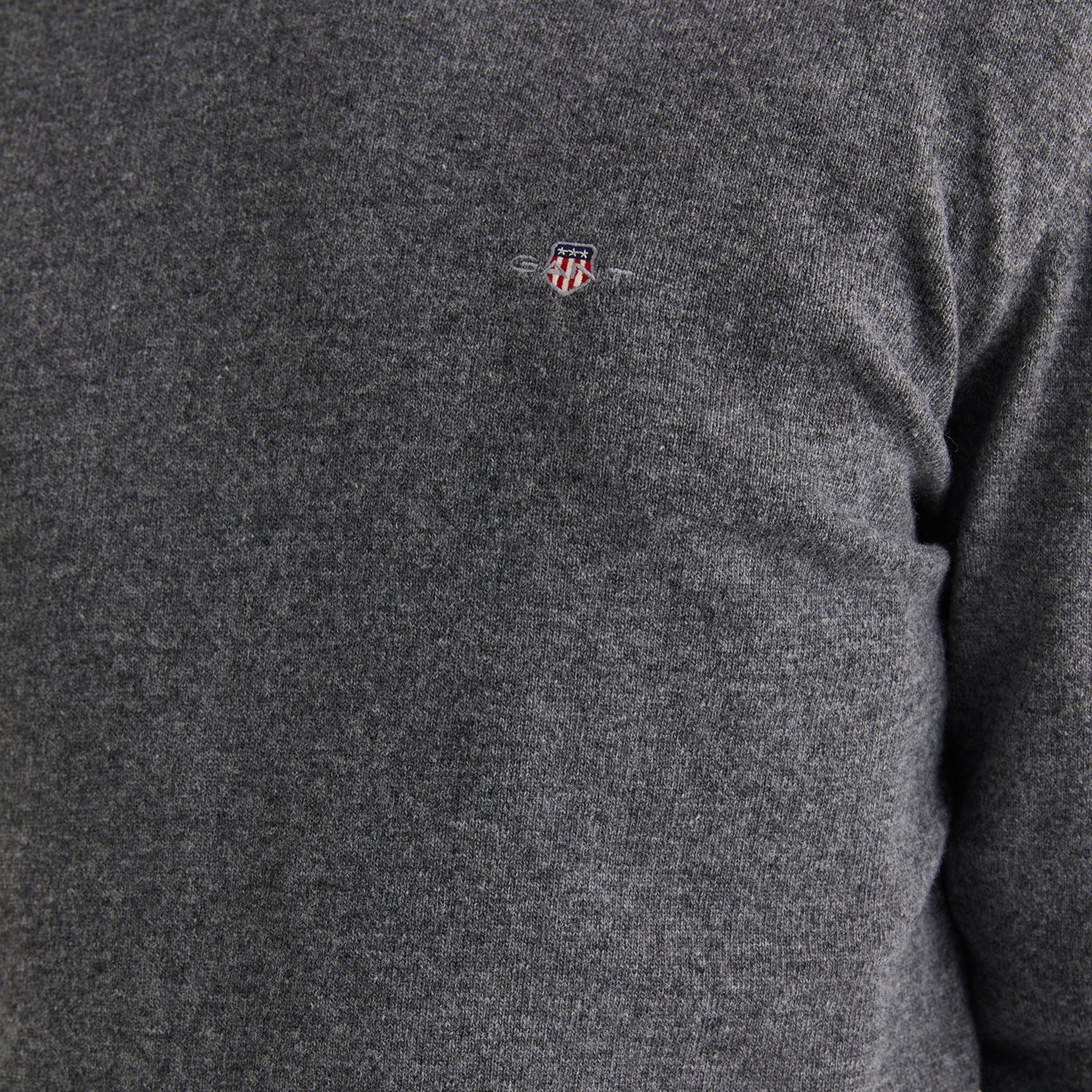 GANT Erkek Gri Regular Fit Bisiklet Yaka Yün Kazak