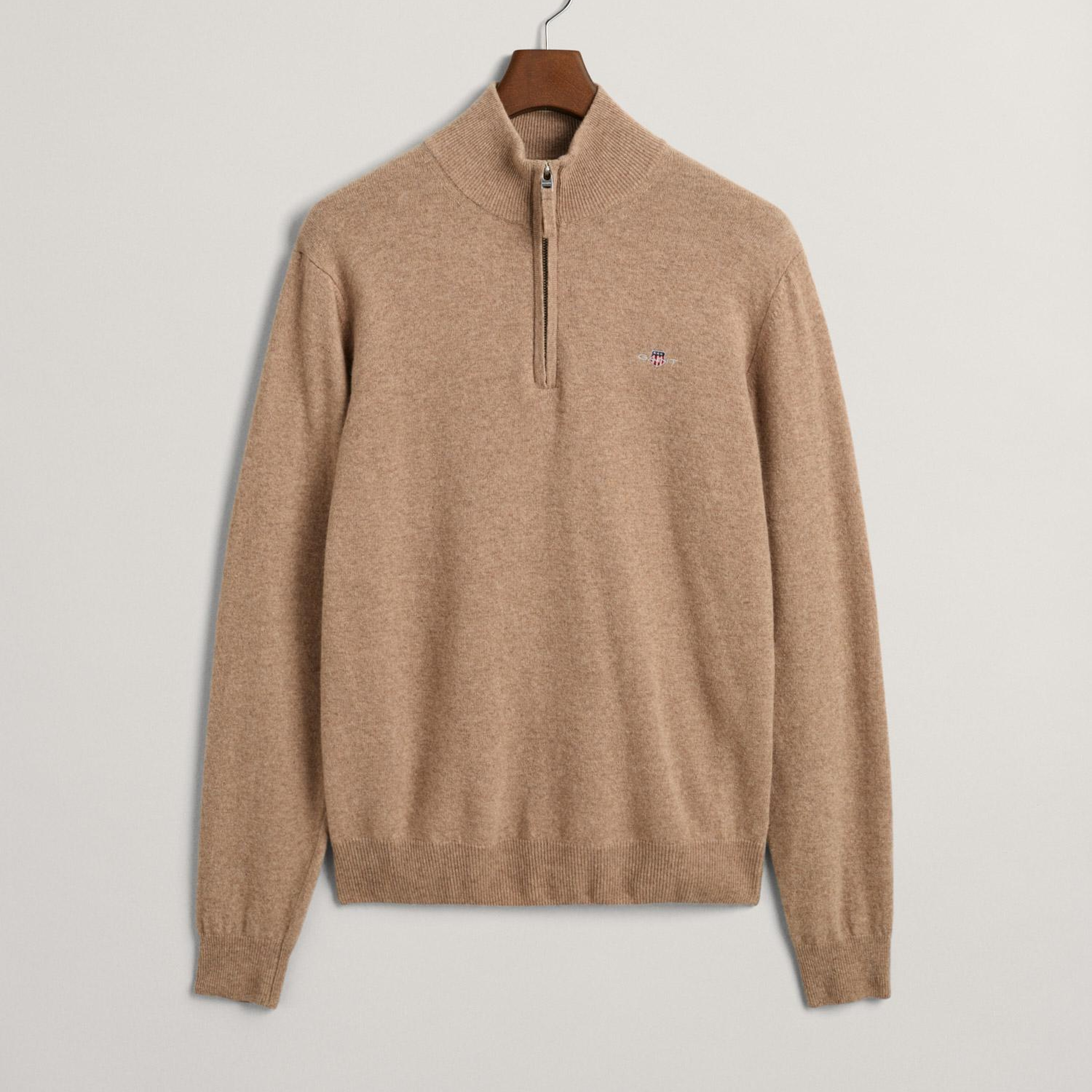 GANT Erkek Bej Regular Fit Yarım Fermuarlı Yün Kazak