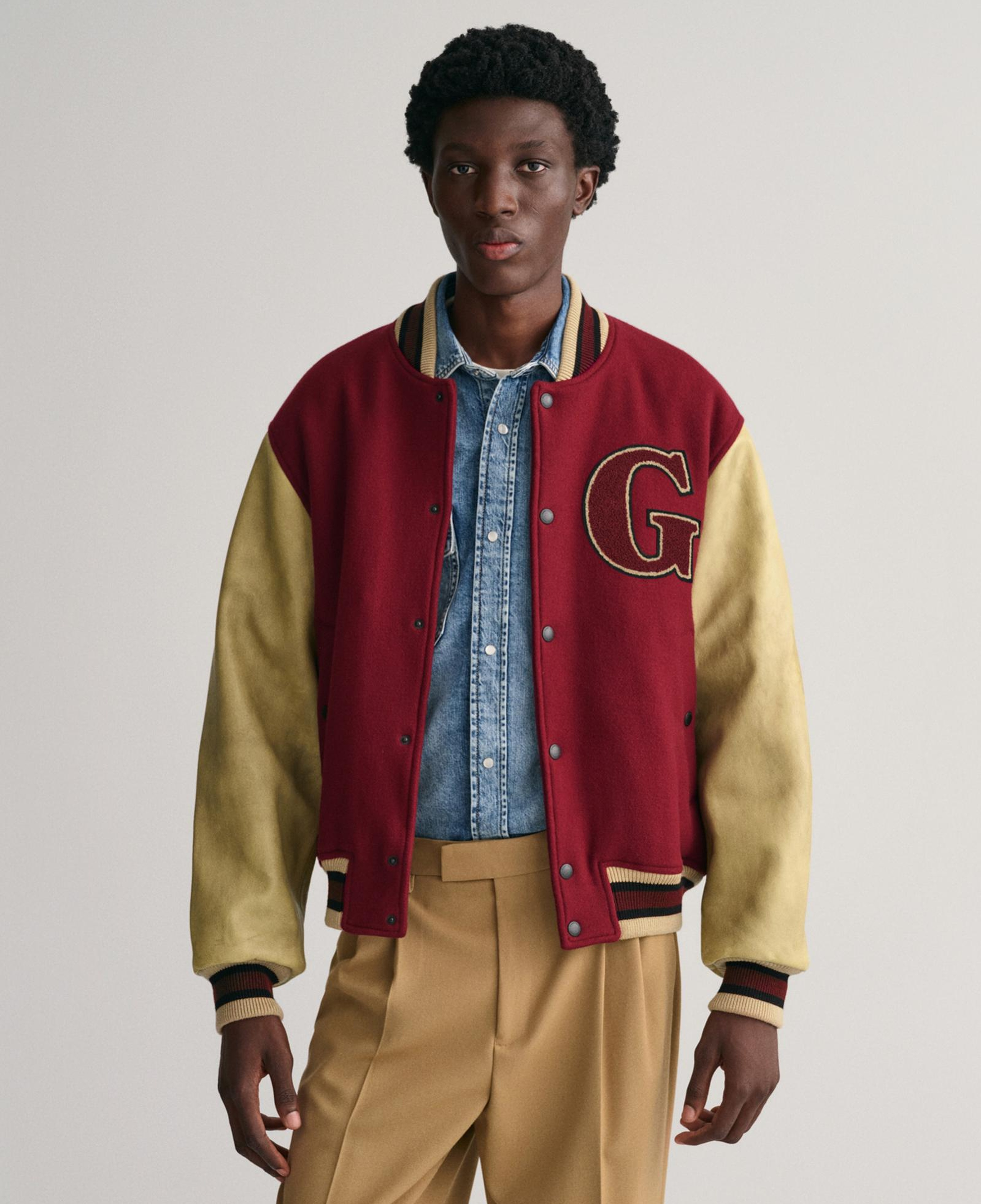 GANT Erkek Bordo Hakim Yaka Logolu Bomber Ceket