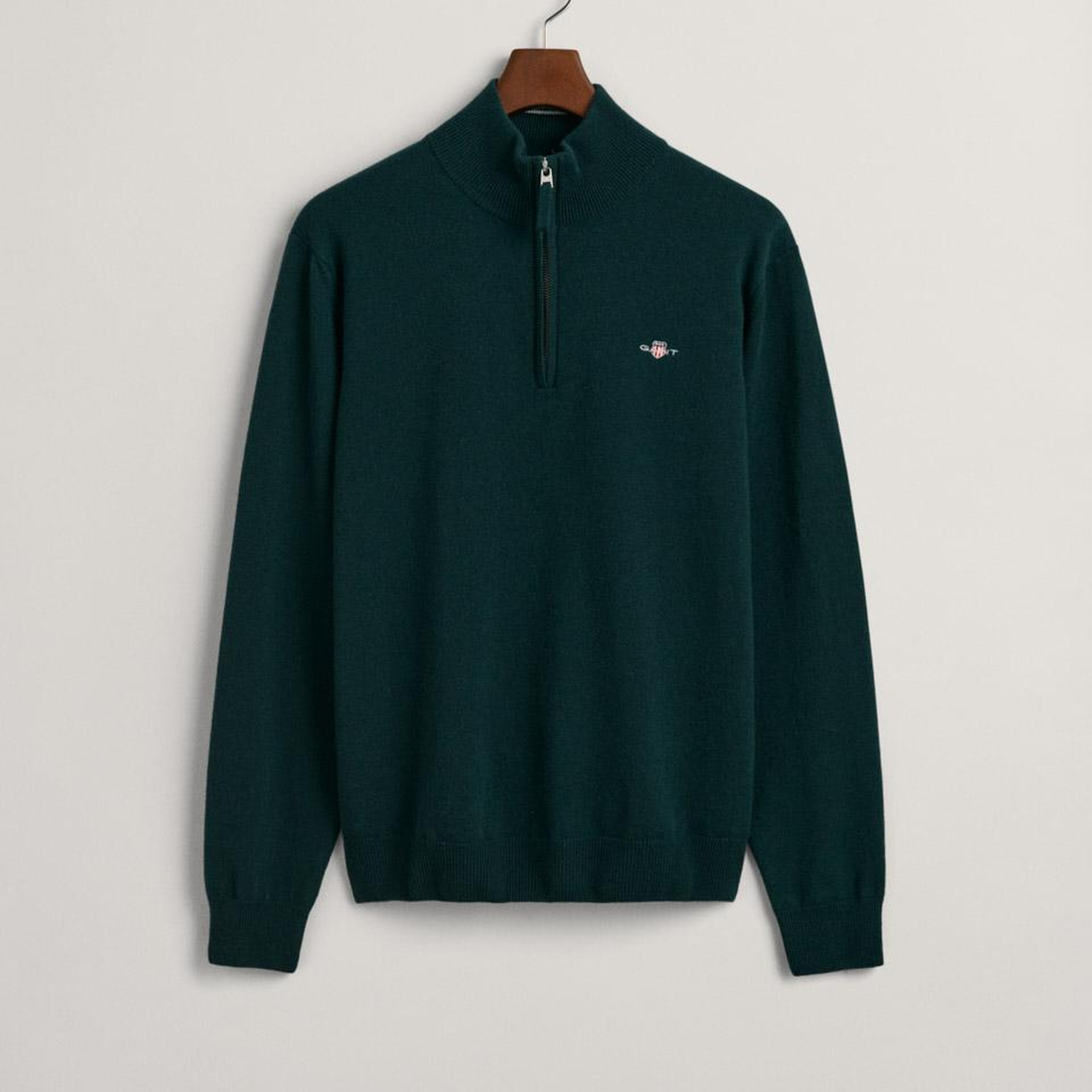 GANT Erkek Yeşil Regular Fit Yarım Fermuarlı Yün Kazak