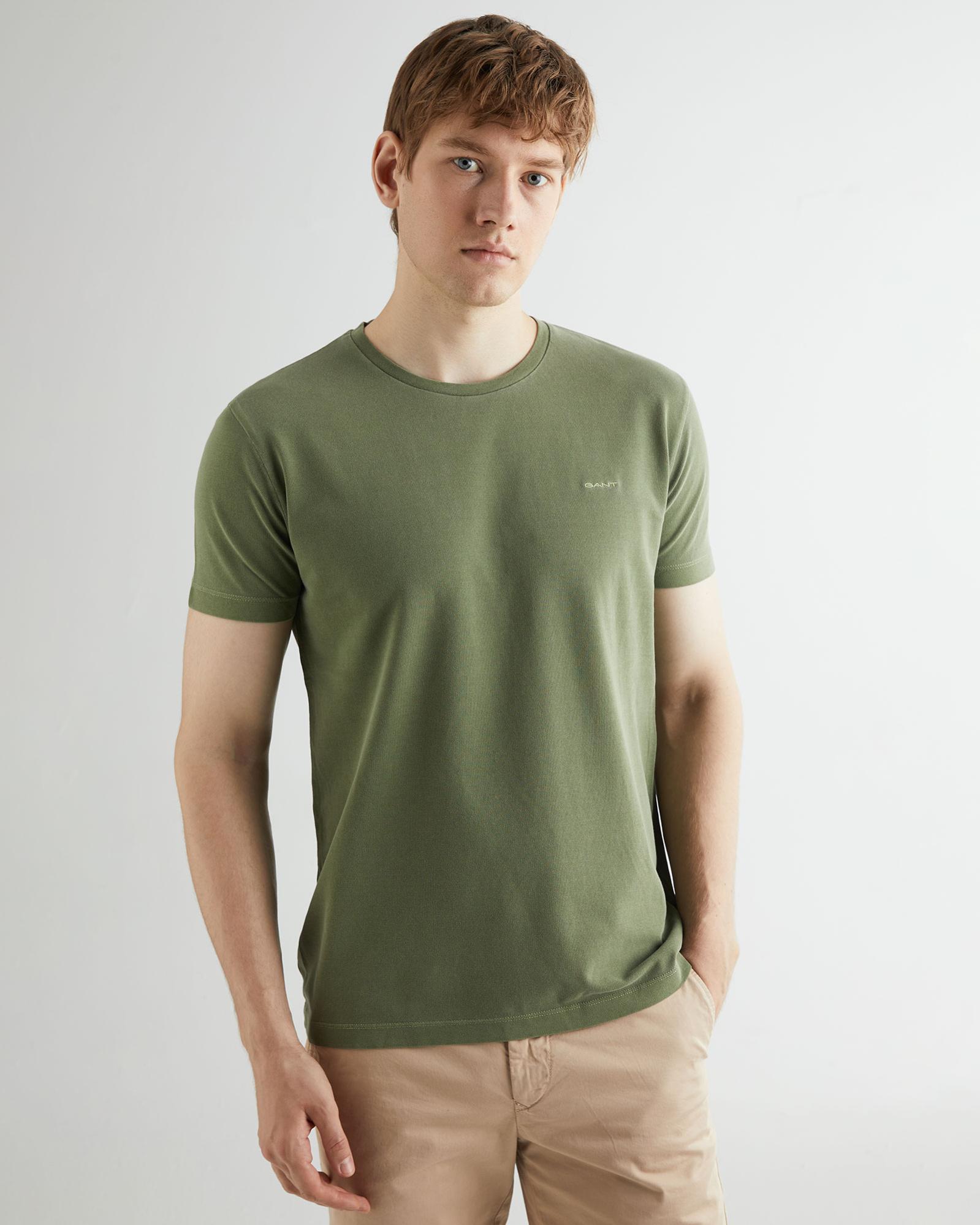 GANT Erkek Yeşil Slim Fit Bisiklet Yaka T-shirt