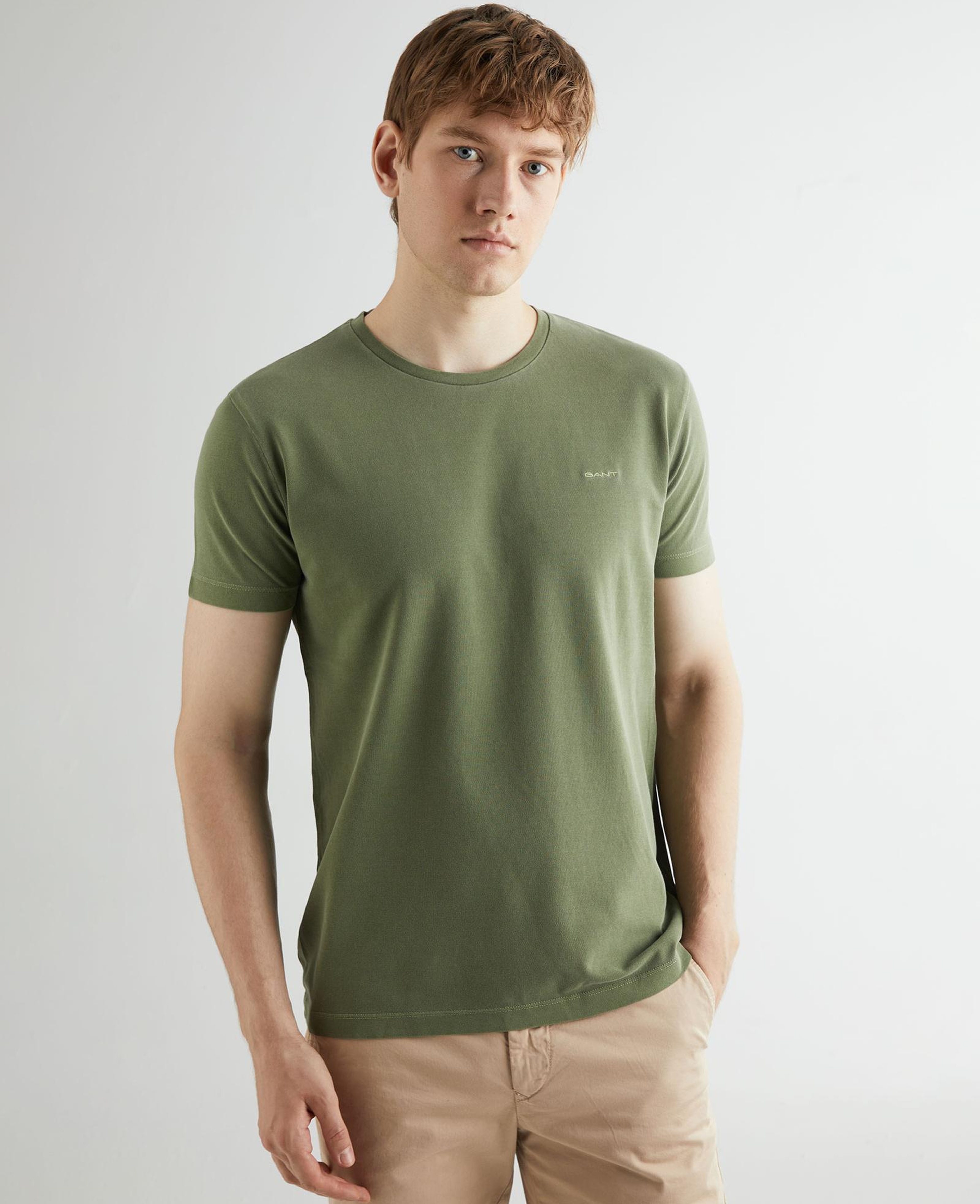 GANT Erkek Yeşil Slim Fit Bisiklet Yaka T-shirt
