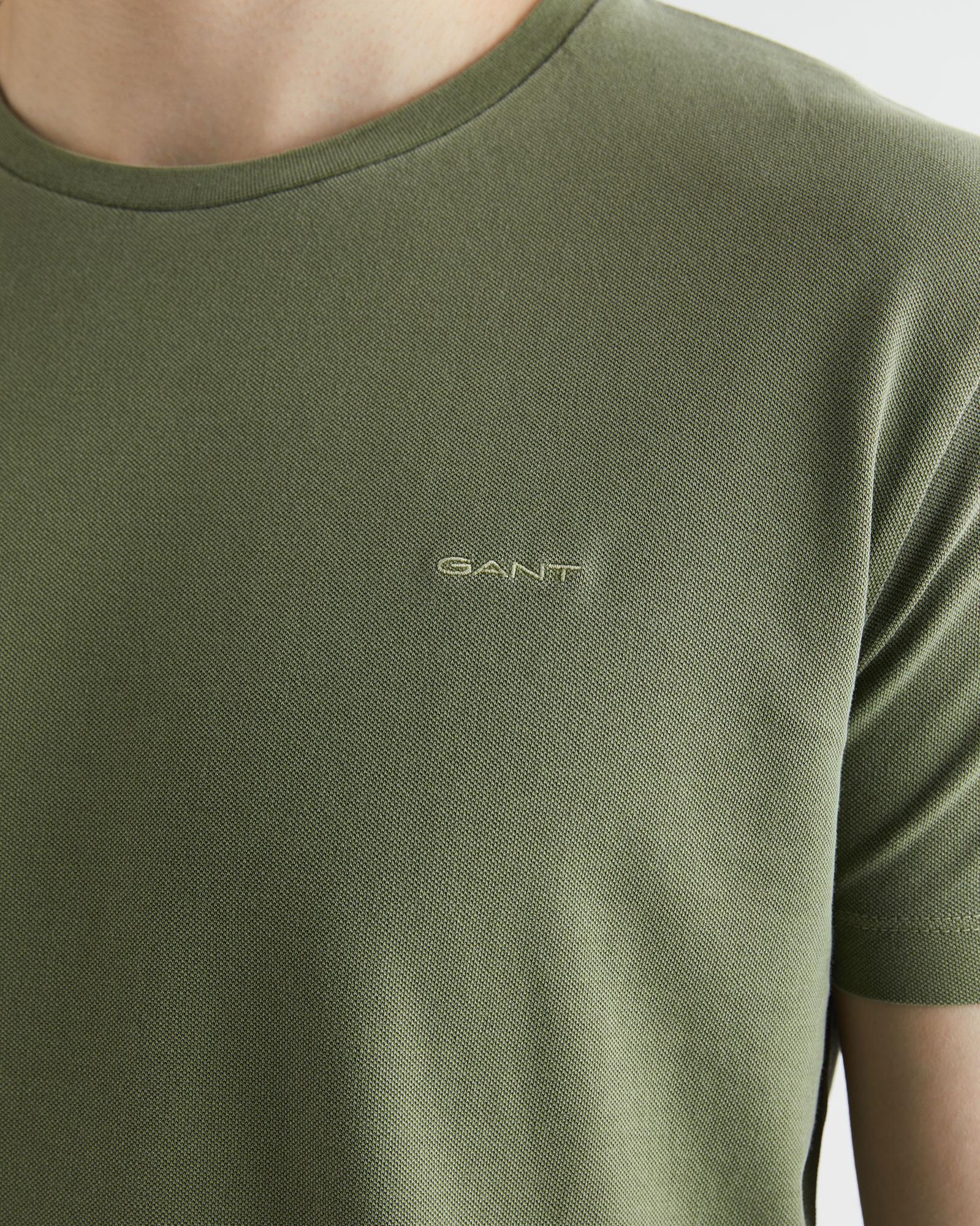 GANT Erkek Yeşil Slim Fit Bisiklet Yaka T-shirt