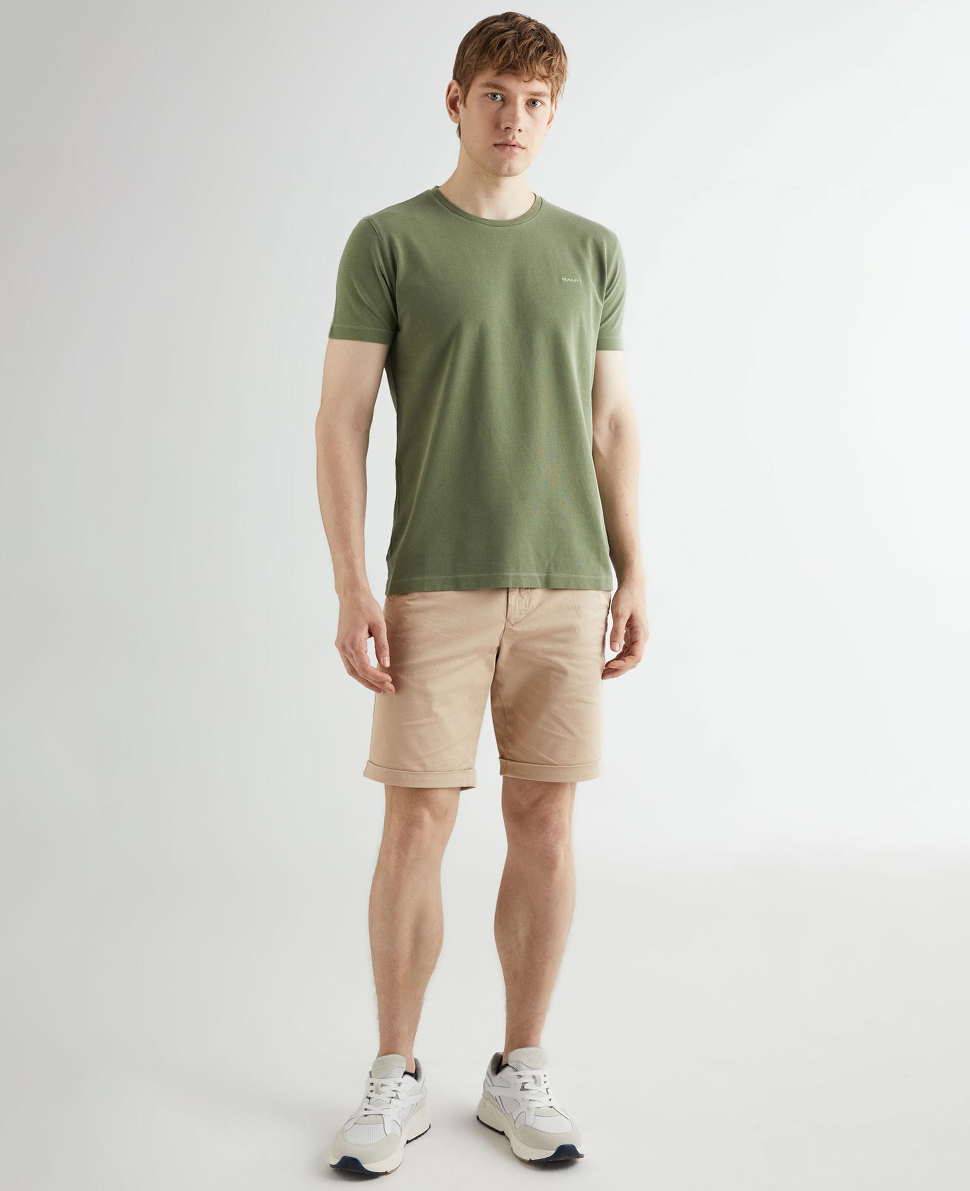 GANT Erkek Yeşil Slim Fit Bisiklet Yaka T-shirt